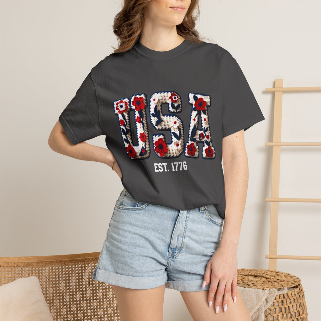 USA Floral Graphic T-Shirt