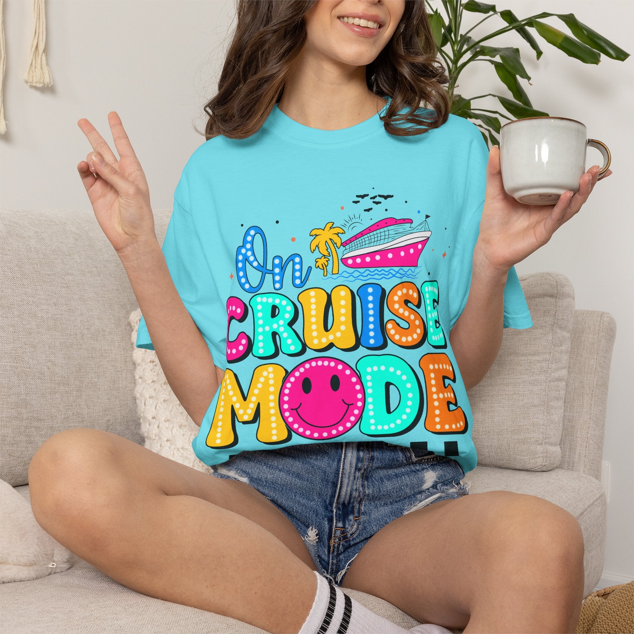 On Cruise Mode T‑Shirt — Colorful Vacation Cruise Shirt