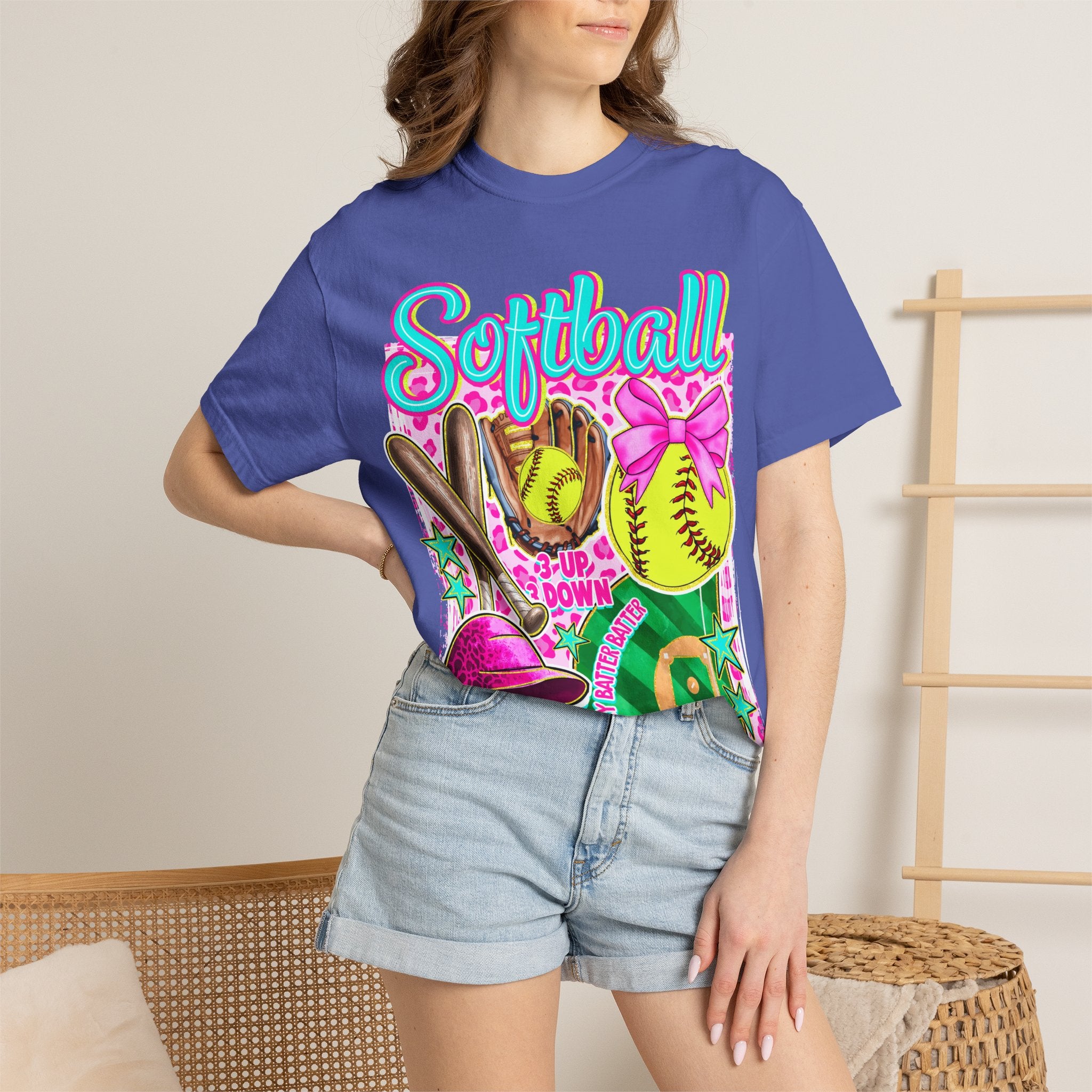 Neon Softball Design Graphic T-Shirt