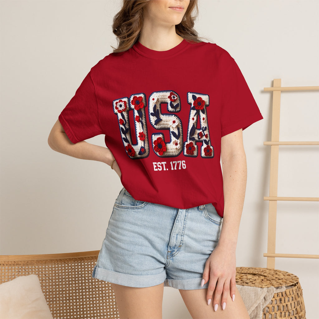USA Floral Graphic T-Shirt