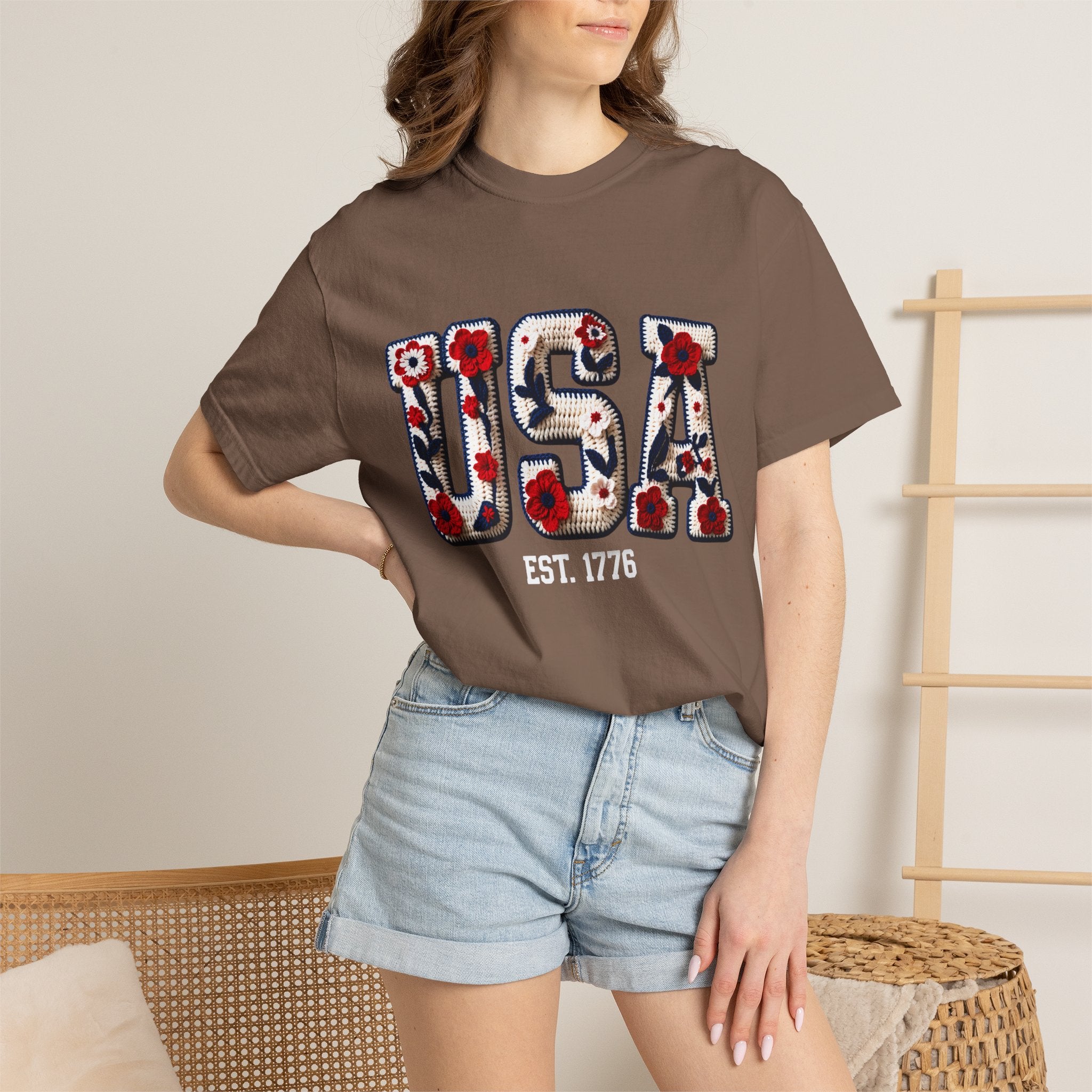 USA Floral Graphic T-Shirt