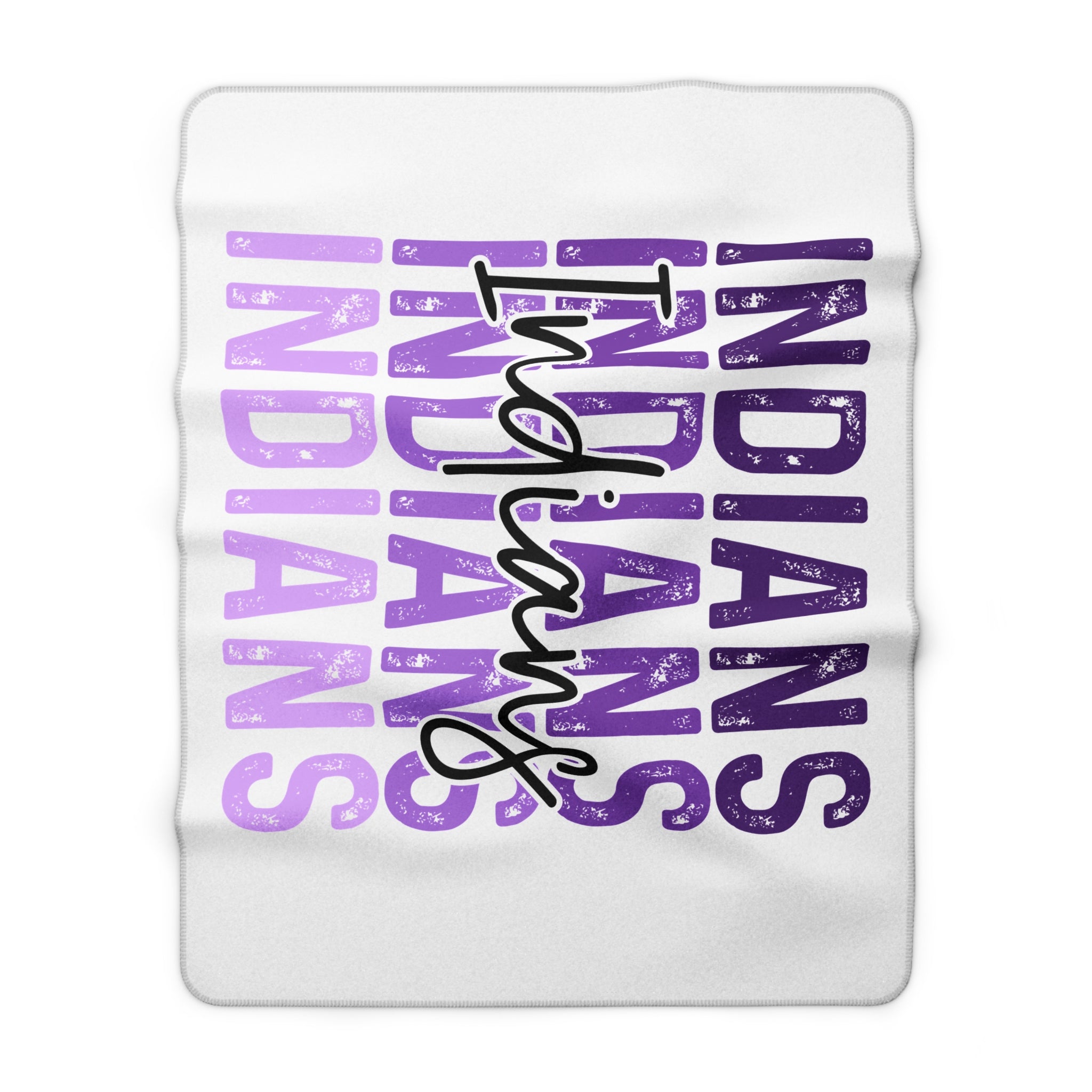 Sherpa Fleece Blanket — Purple "Indians" Team Script Cozy Throw
