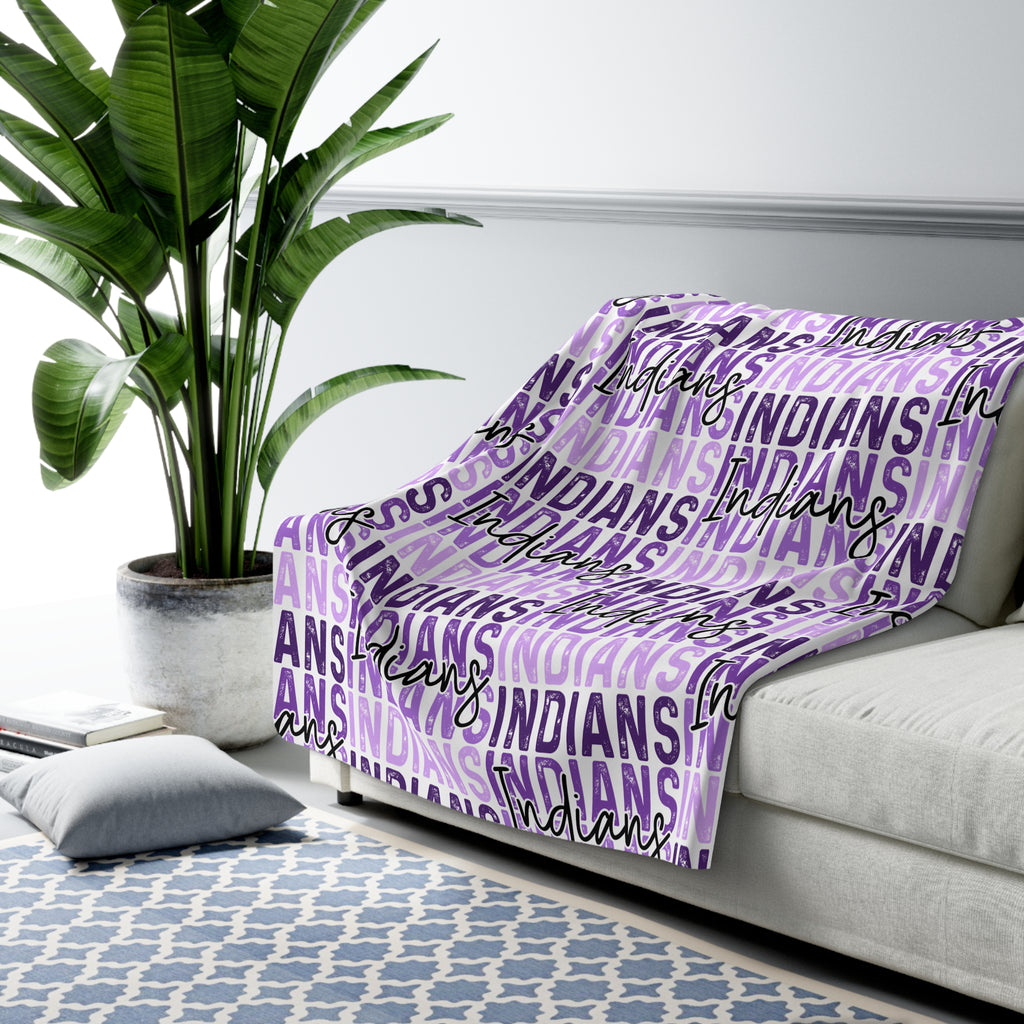 Indians Script Pattern Sherpa Fleece Blanket