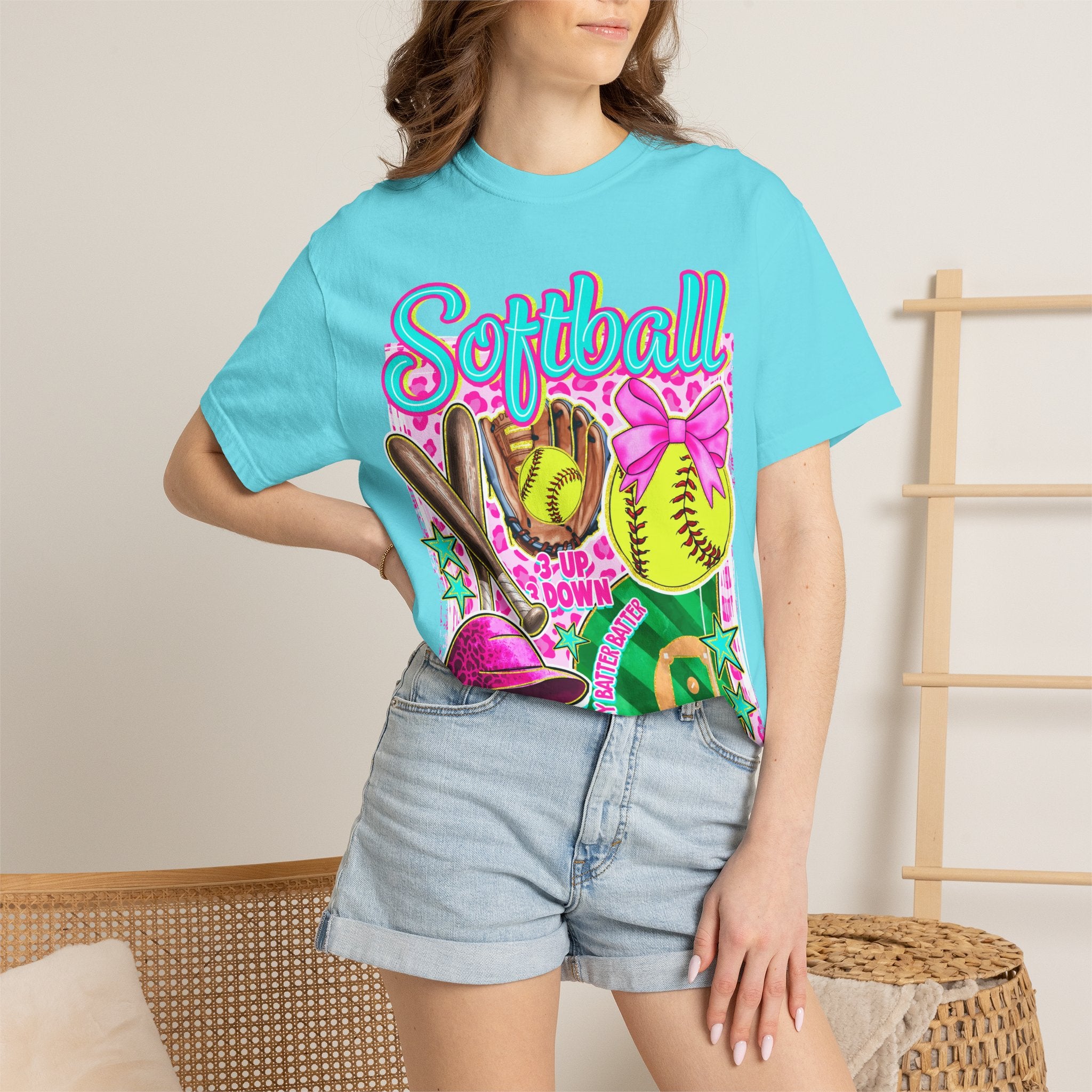 Neon Softball Design Graphic T-Shirt