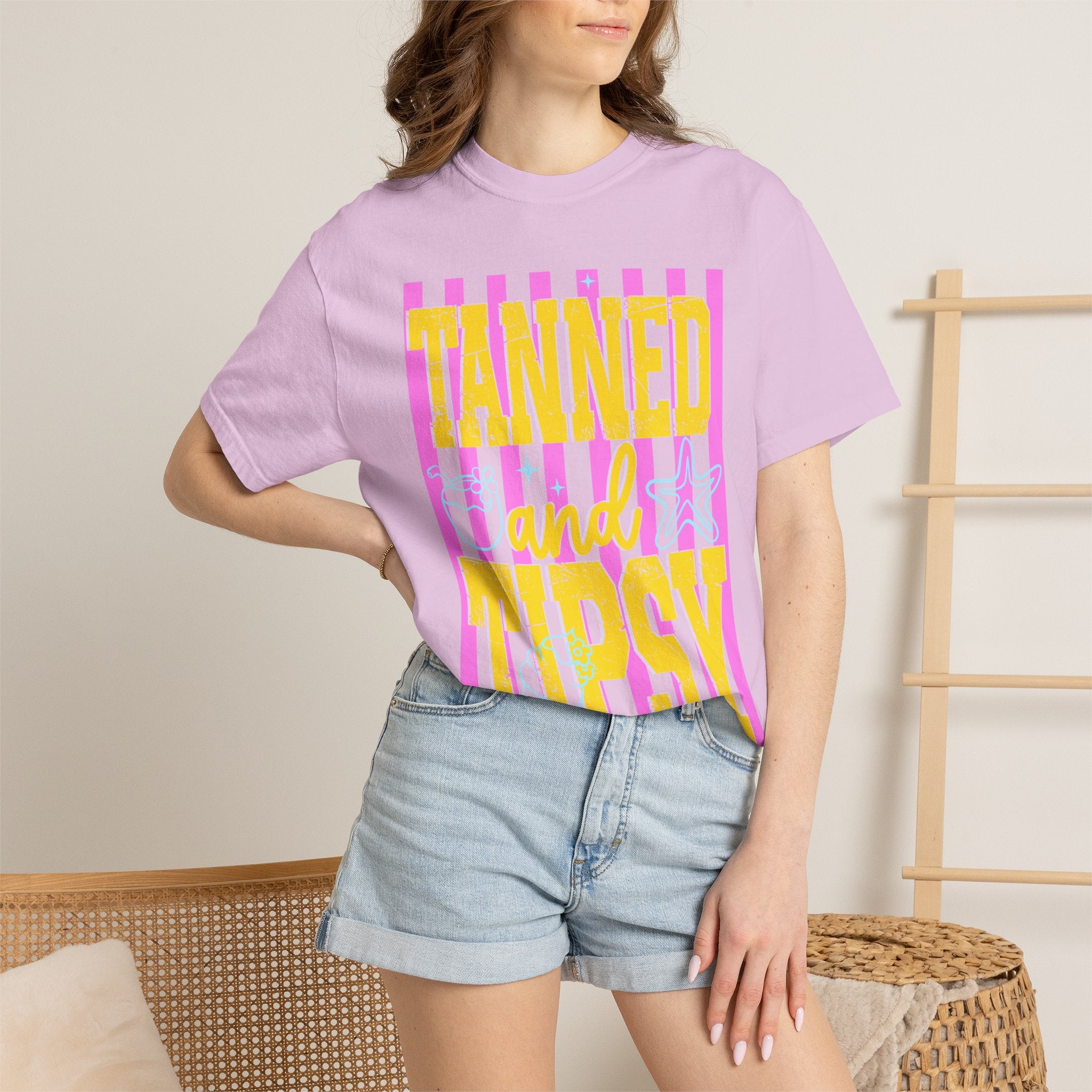 Tanned and Tipsy Retro Beach Graphic Tee