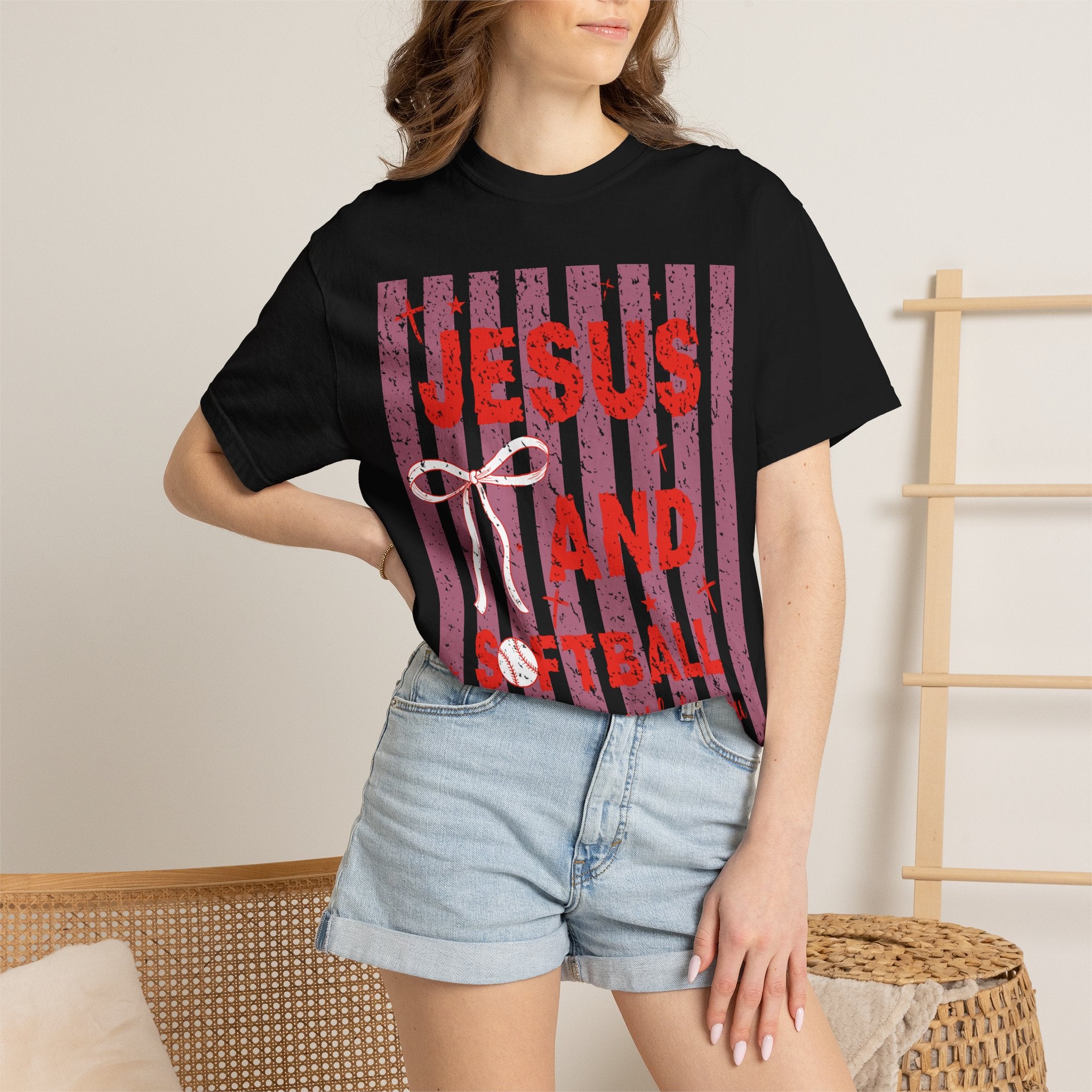 Jesus and Softball Graphic T-shirt