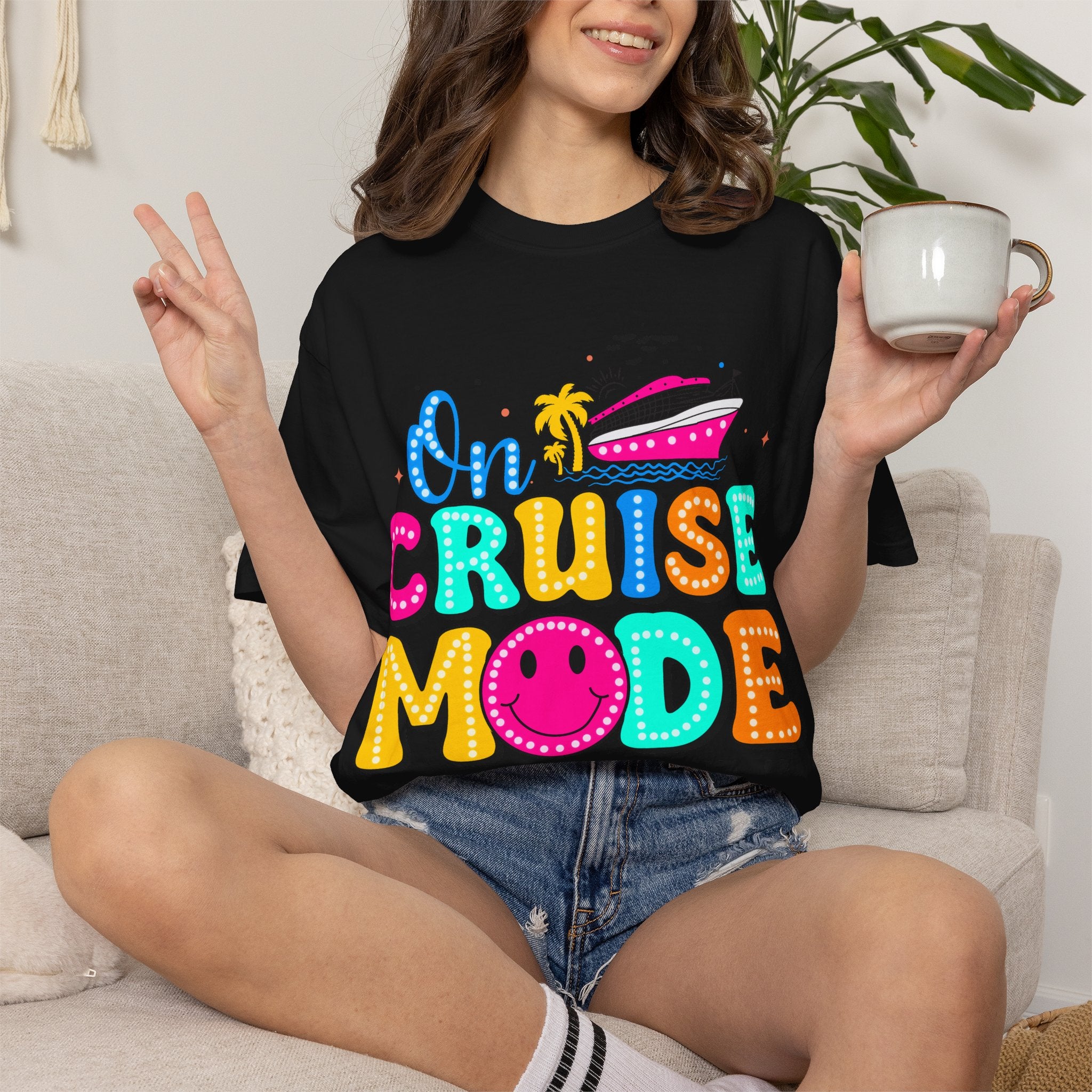 On Cruise Mode T‑Shirt — Colorful Vacation Cruise Shirt