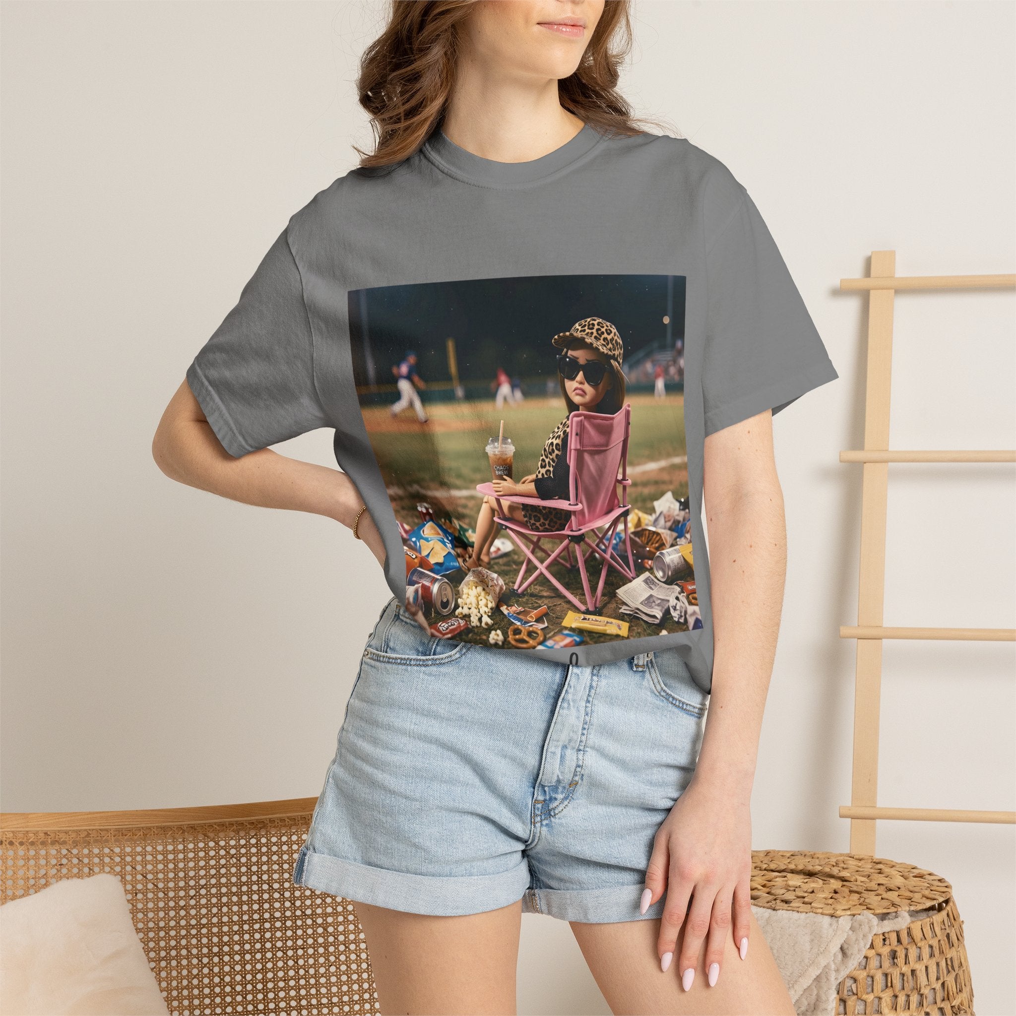 I Live Here Now at Baseball Field Graphic T-shirt