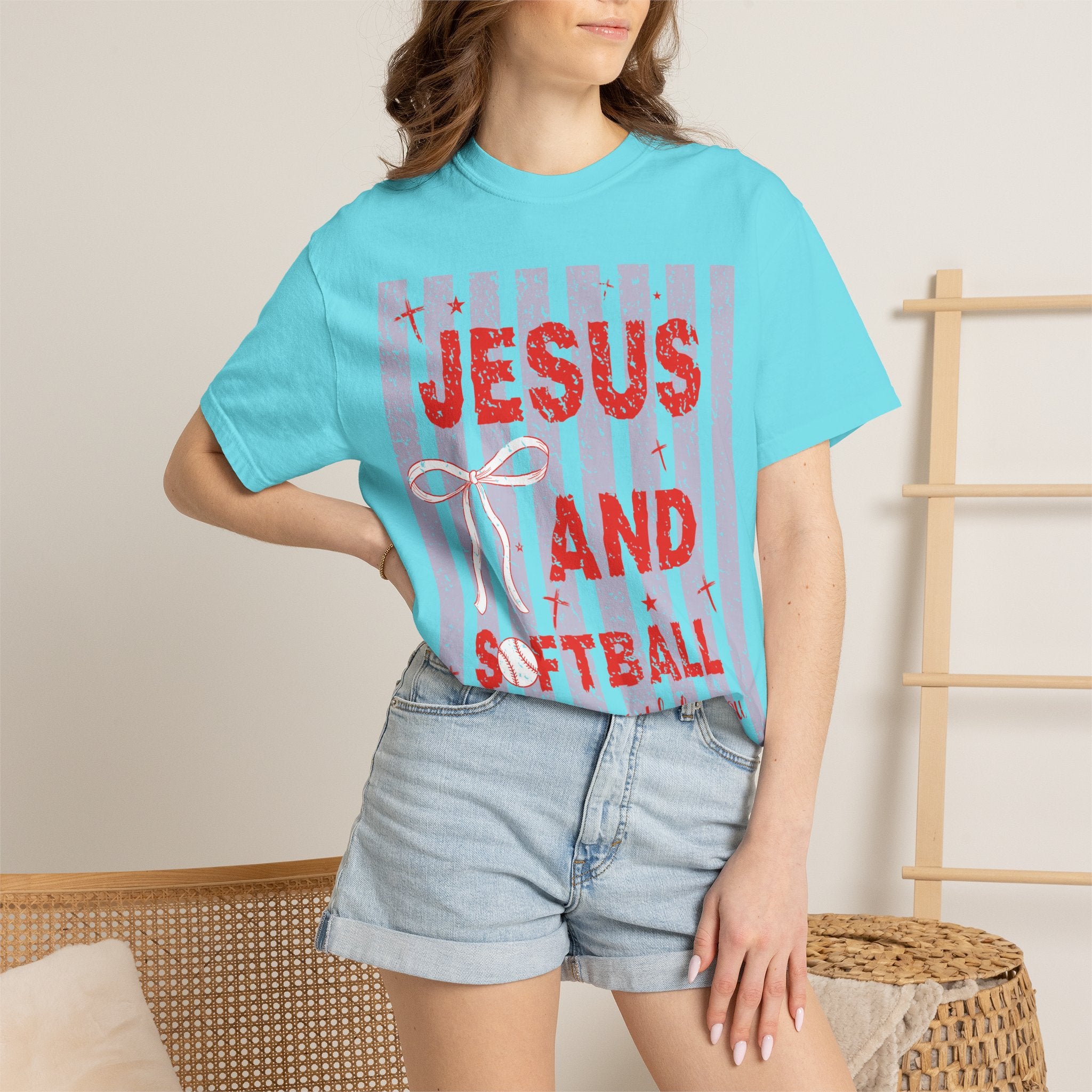 Jesus and Softball Graphic T-shirt