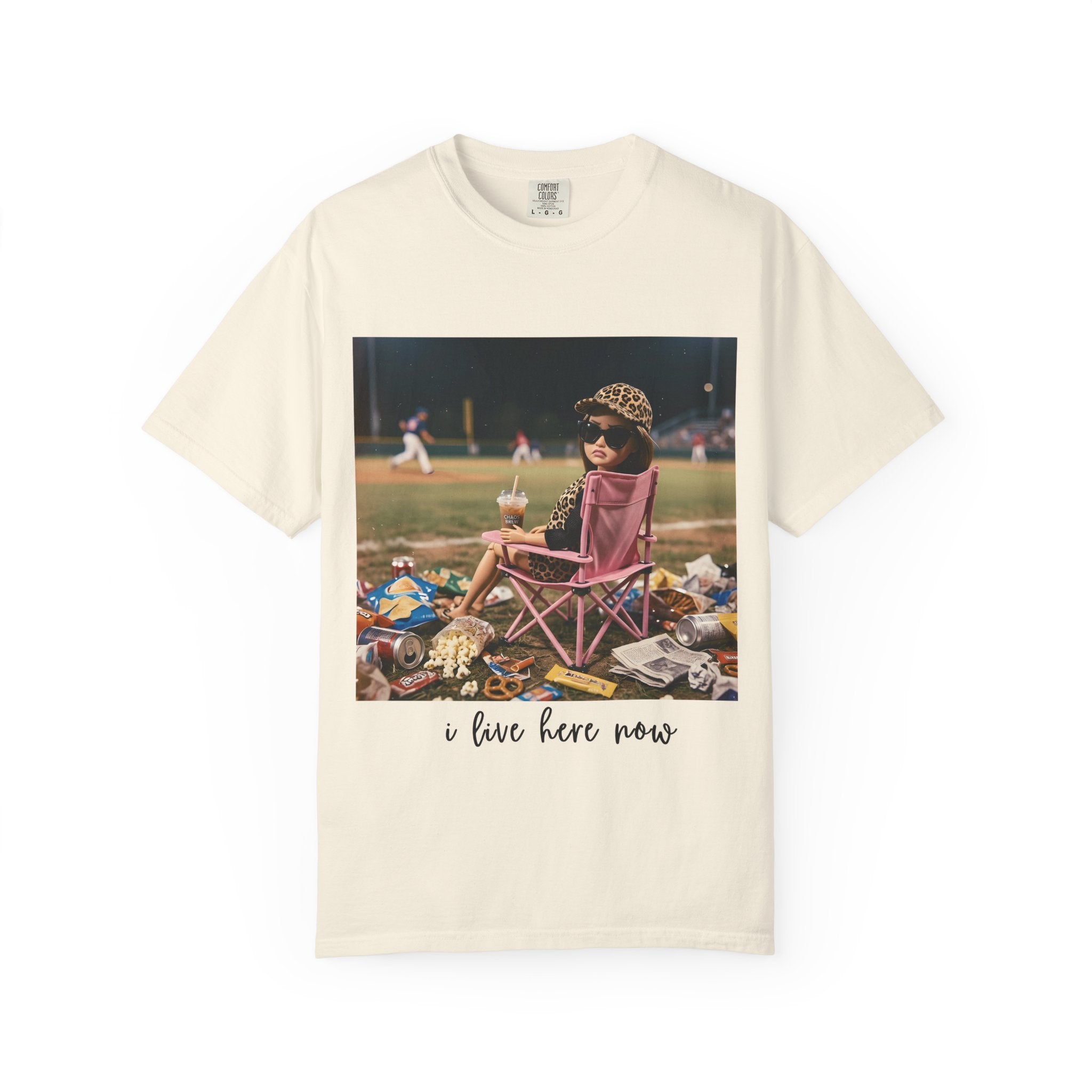 I Live Here Now at Baseball Field Graphic T-shirt