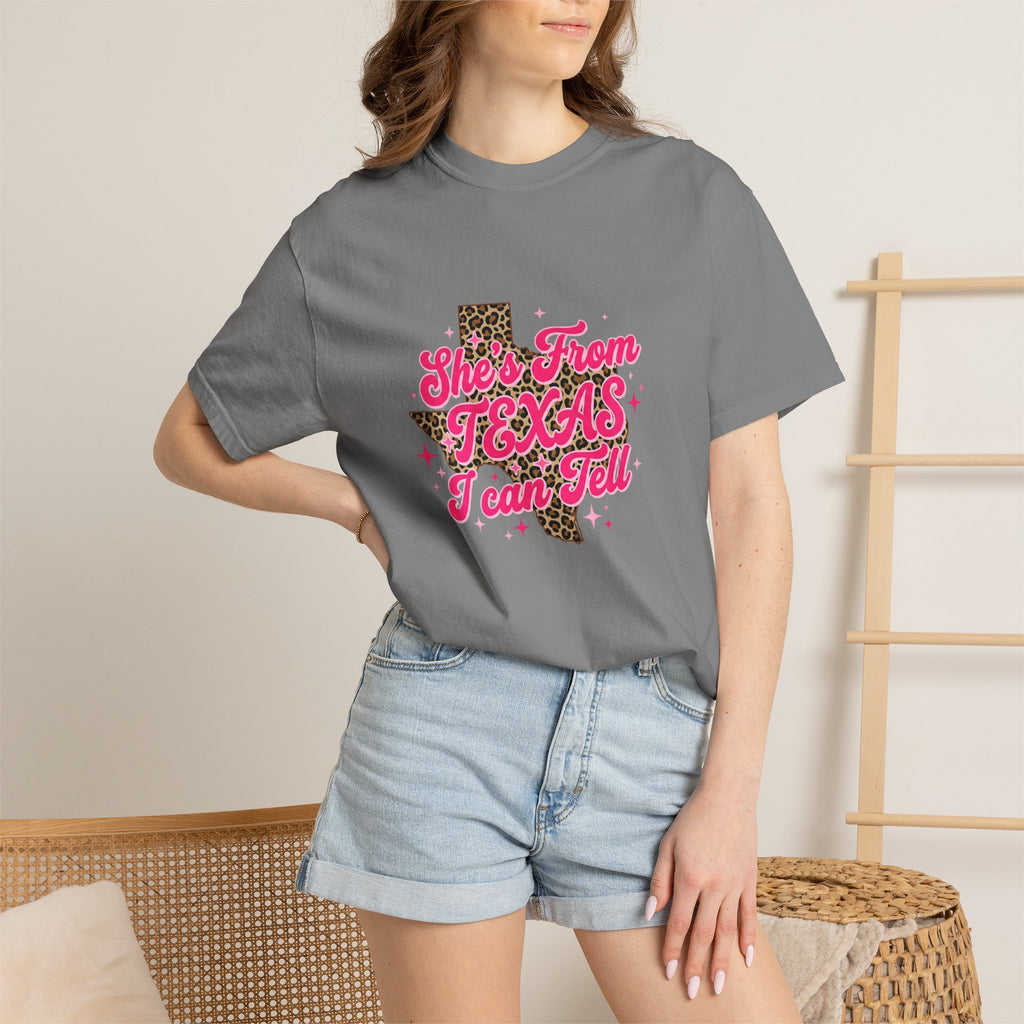 She's From Texas I Can Tell Leopard State Tee