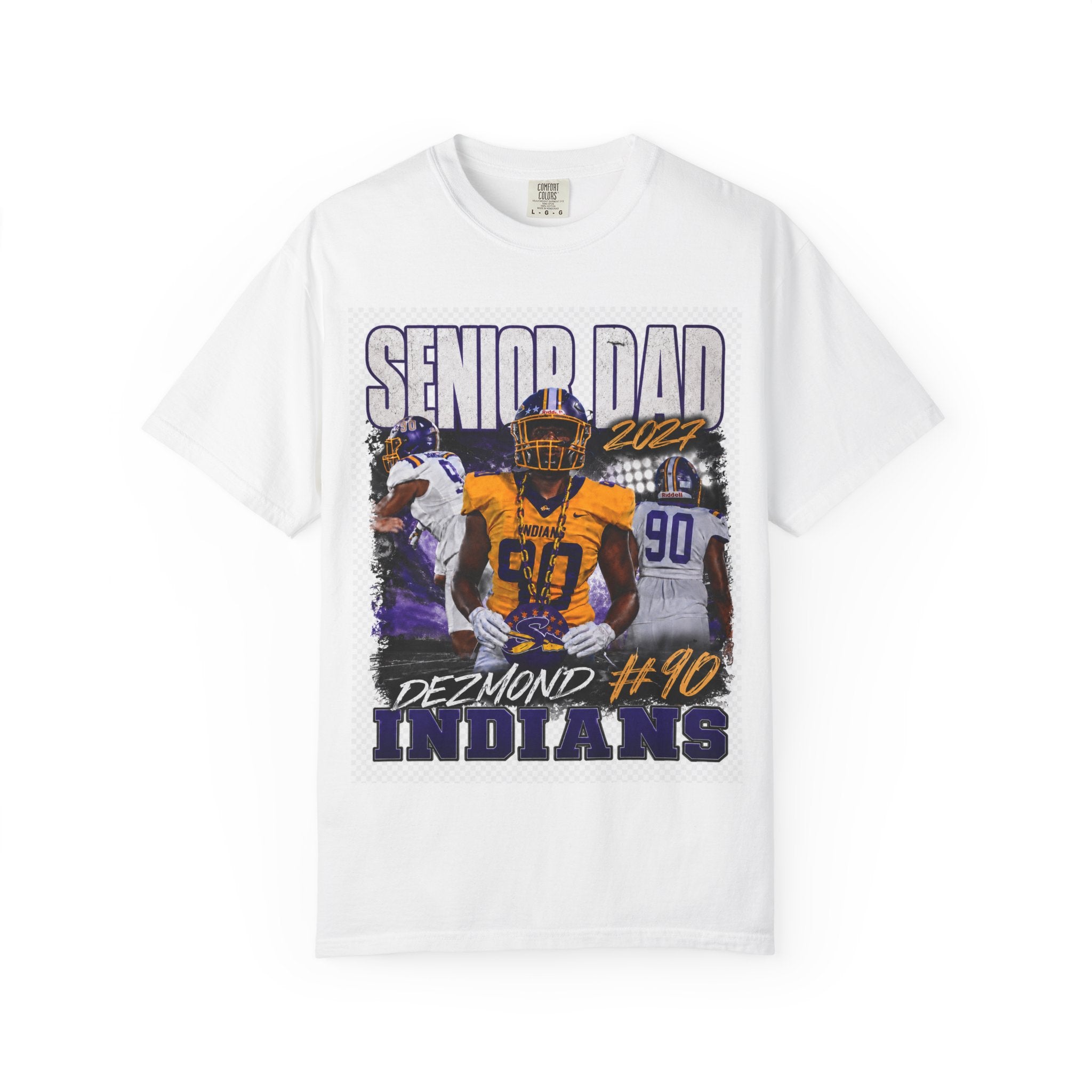 Senior Dad Football T‑Shirt — "Dezmond #90" Indians Team Parent Tee