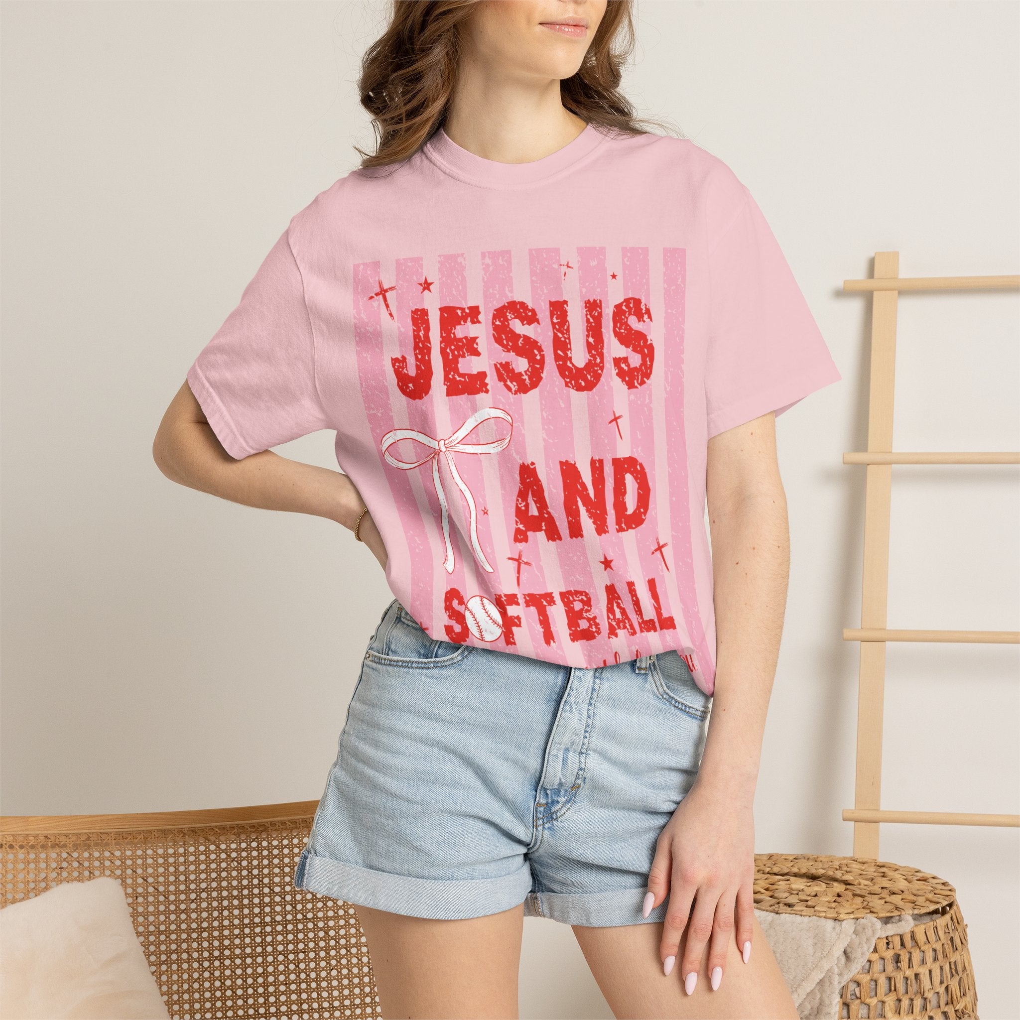 Jesus and Softball Graphic T-shirt