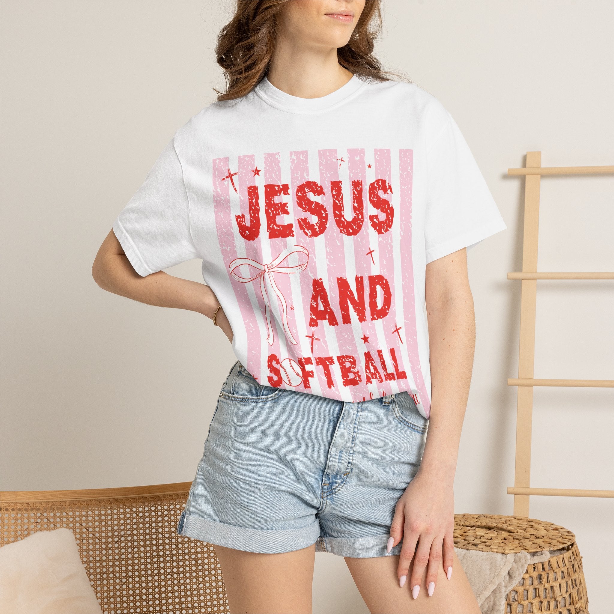 Jesus and Softball Graphic T-shirt