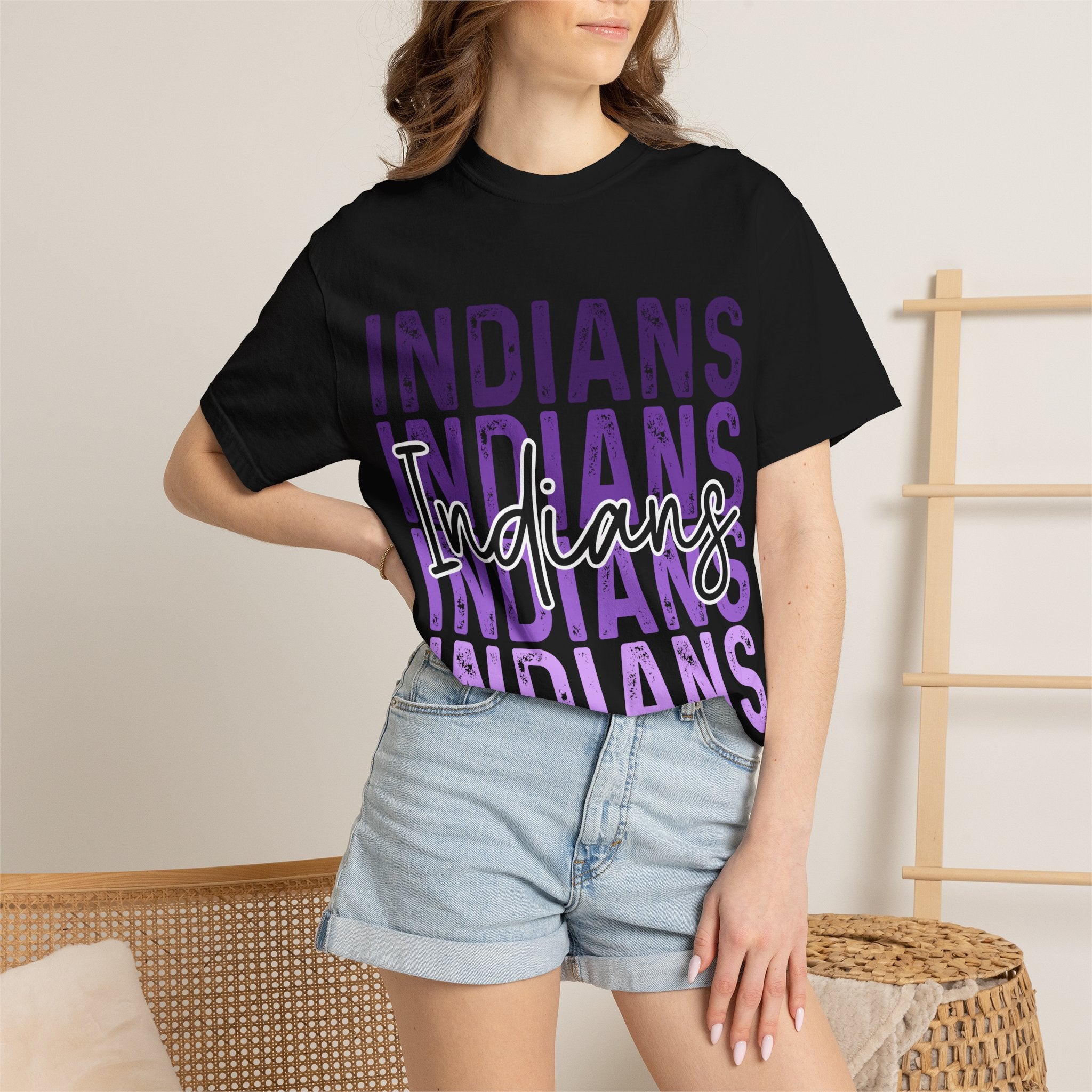 Indians Purple Repeat Graphic T-Shirt