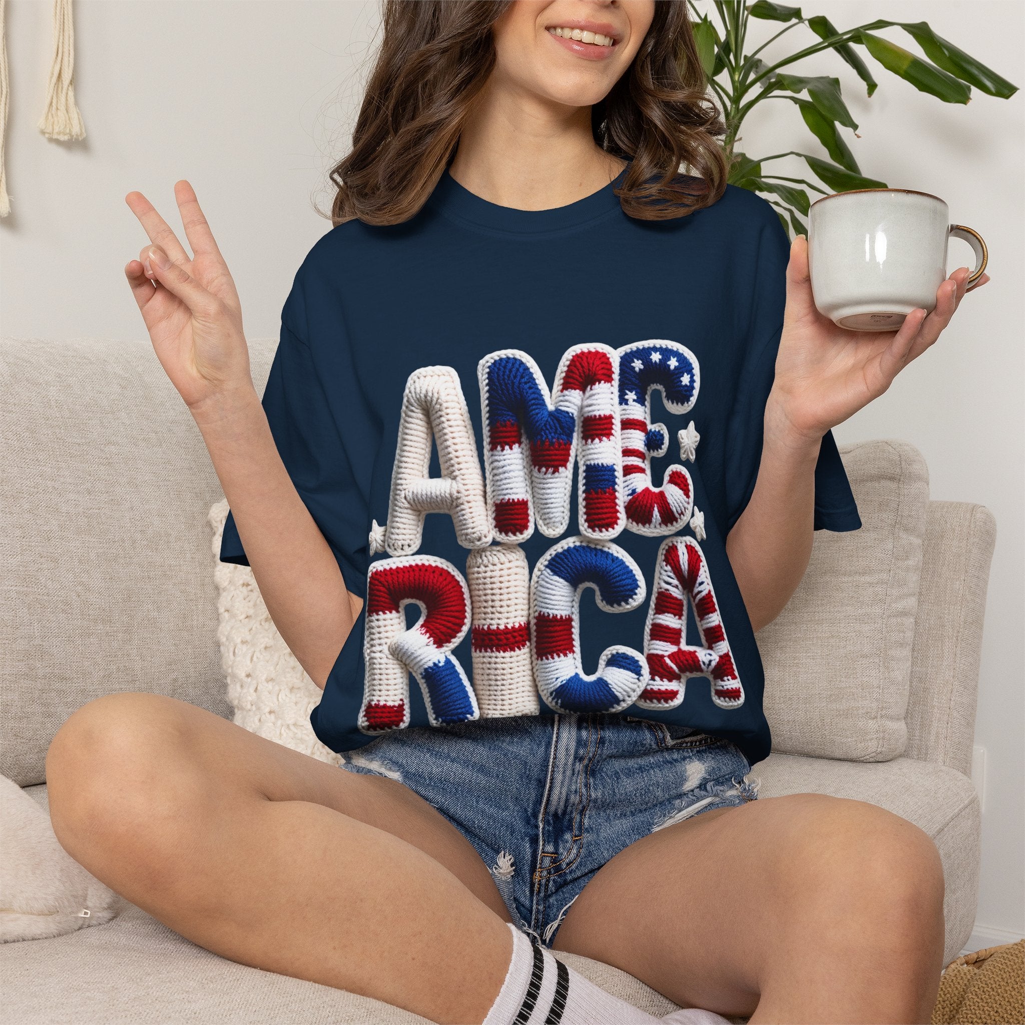 America Puffy Flag Graphic T-Shirt