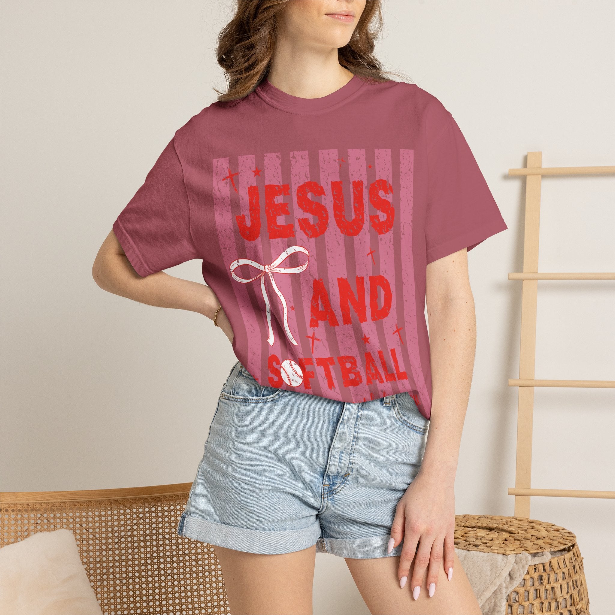 Jesus and Softball Graphic T-shirt