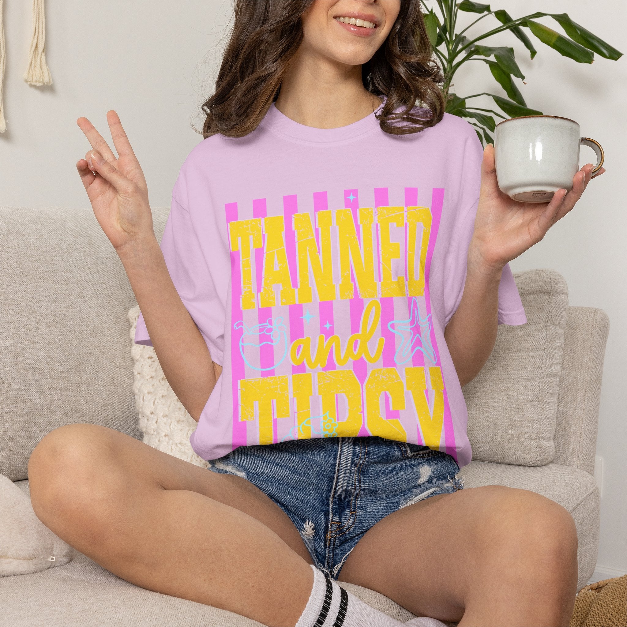 Tanned and Tipsy Retro Beach Graphic Tee