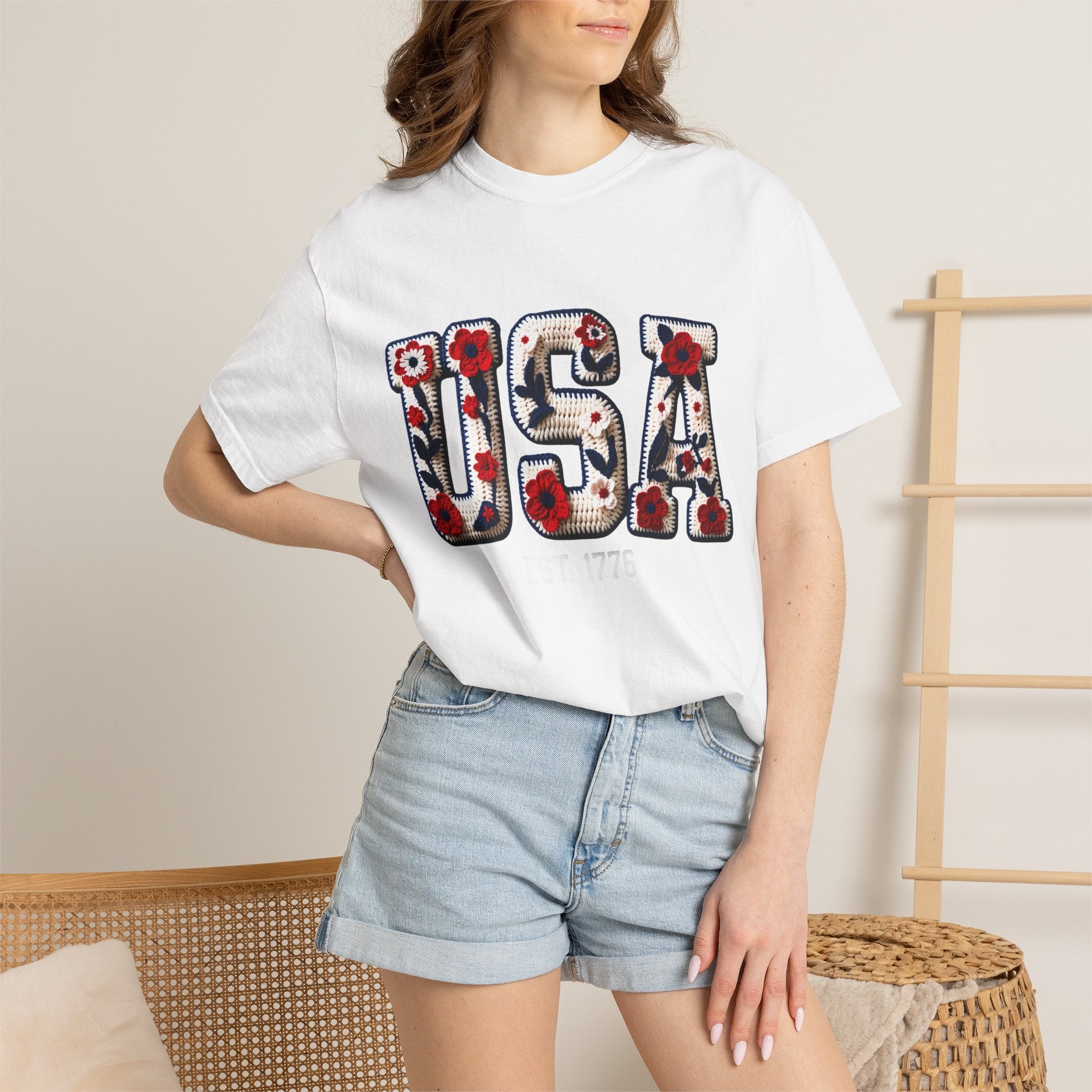 USA Floral Graphic T-Shirt