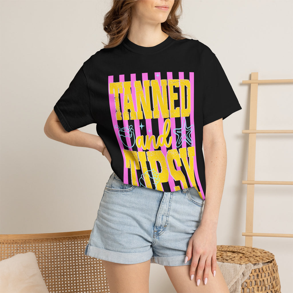 Tanned and Tipsy Retro Beach Graphic Tee