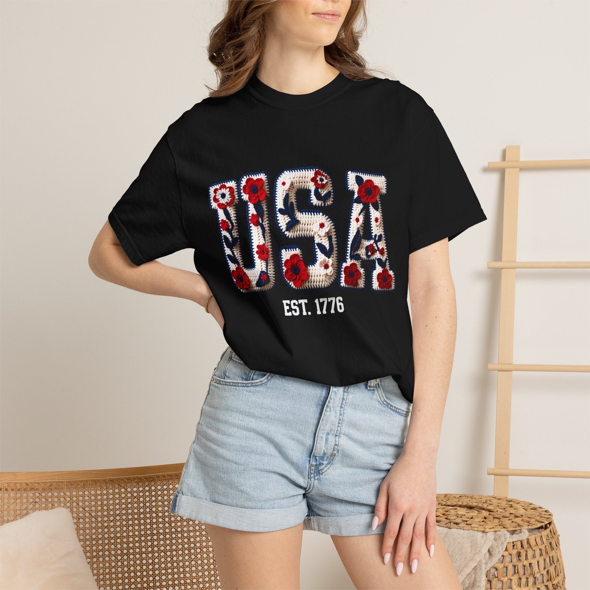 USA Floral Graphic T-Shirt