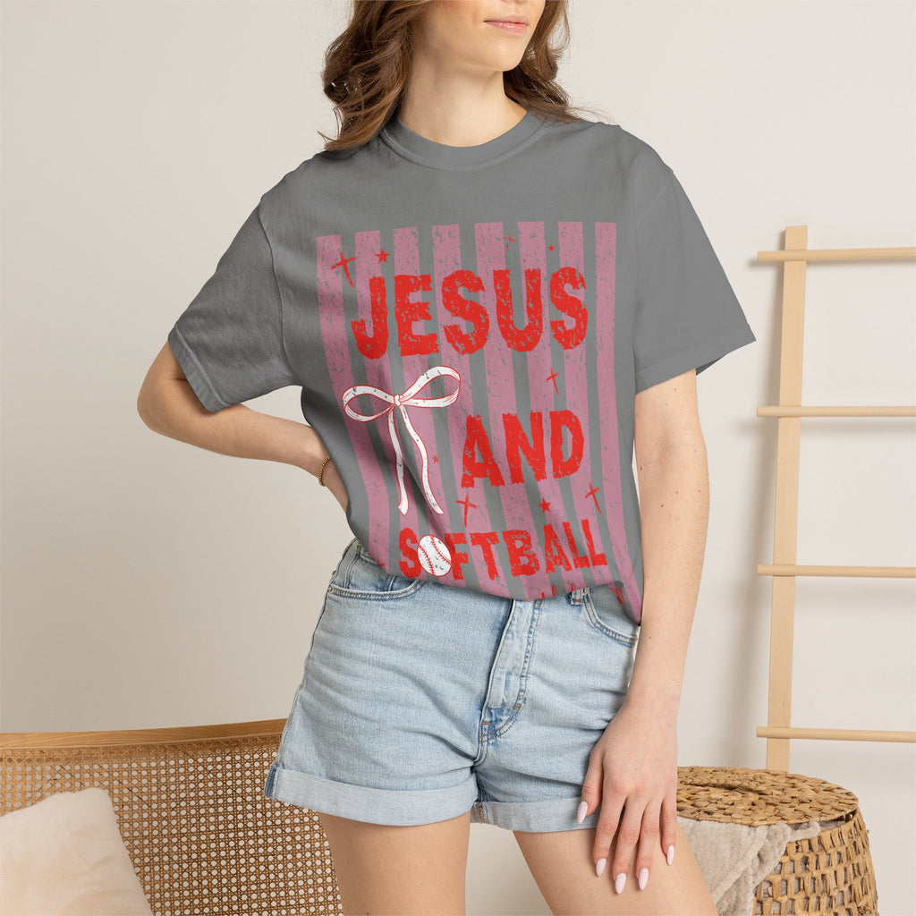 Jesus and Softball Graphic T-shirt