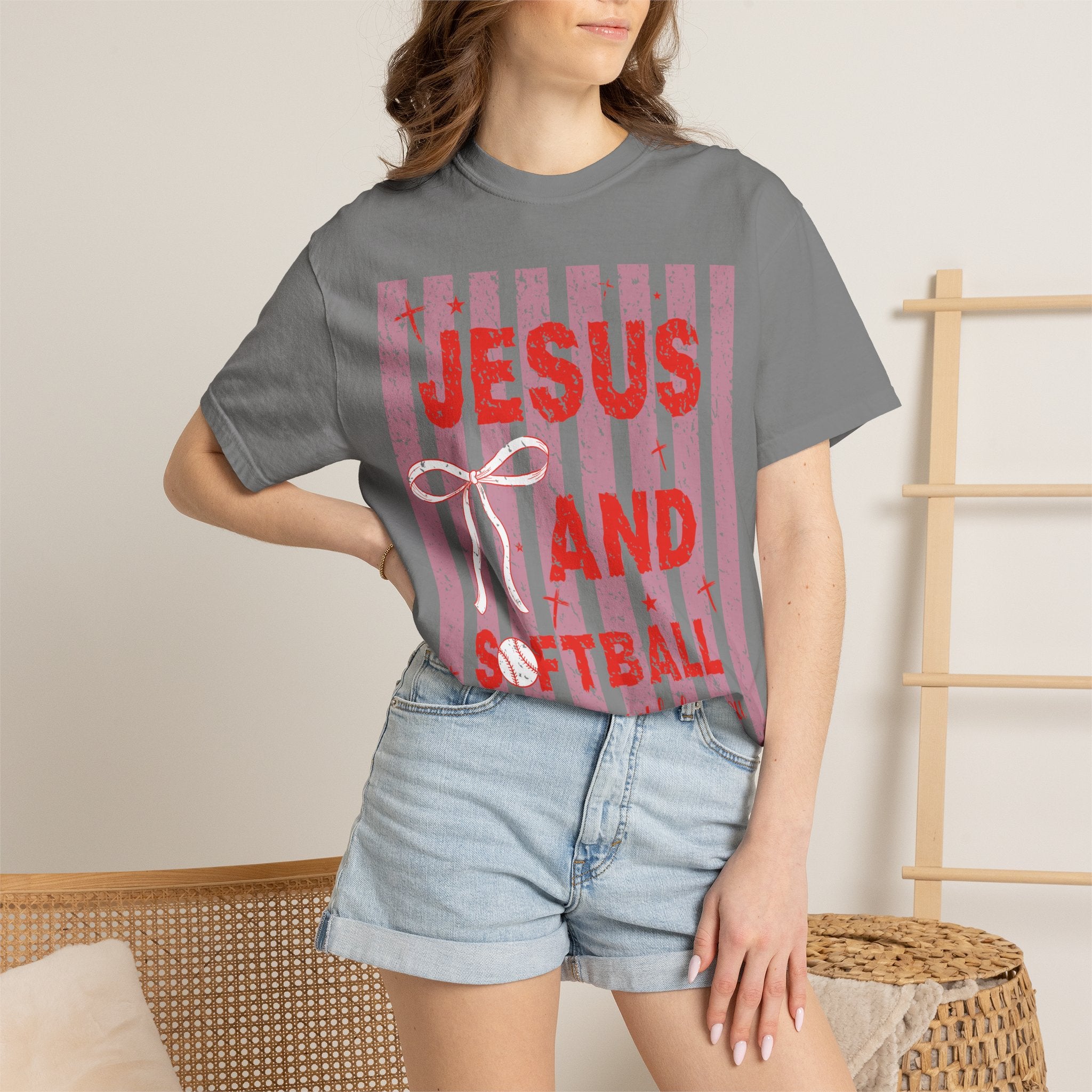 Jesus and Softball Graphic T-shirt