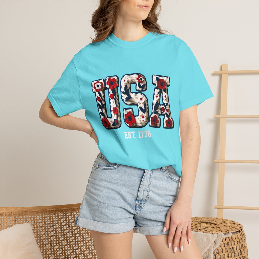 USA Floral Graphic T-Shirt