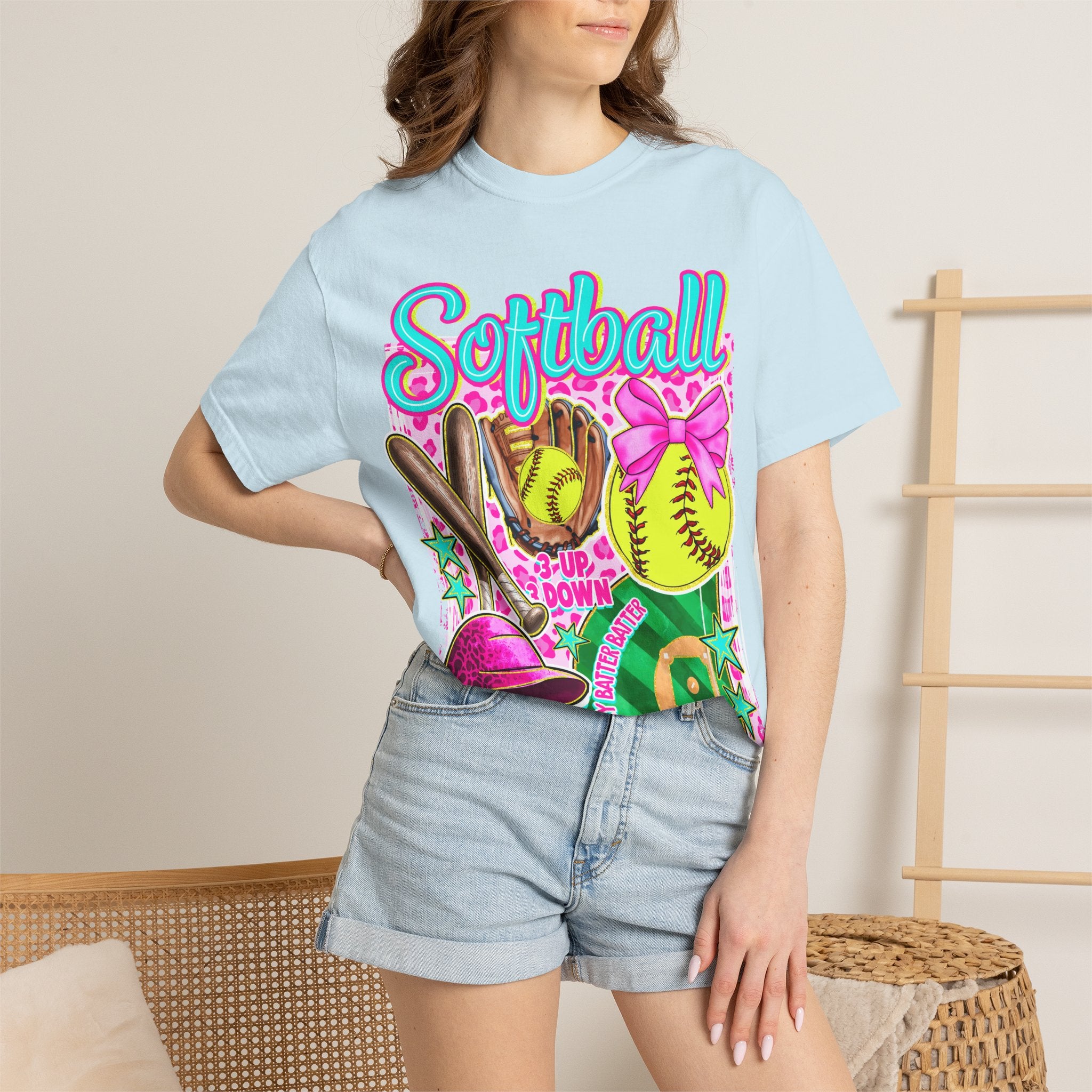 Neon Softball Design Graphic T-Shirt