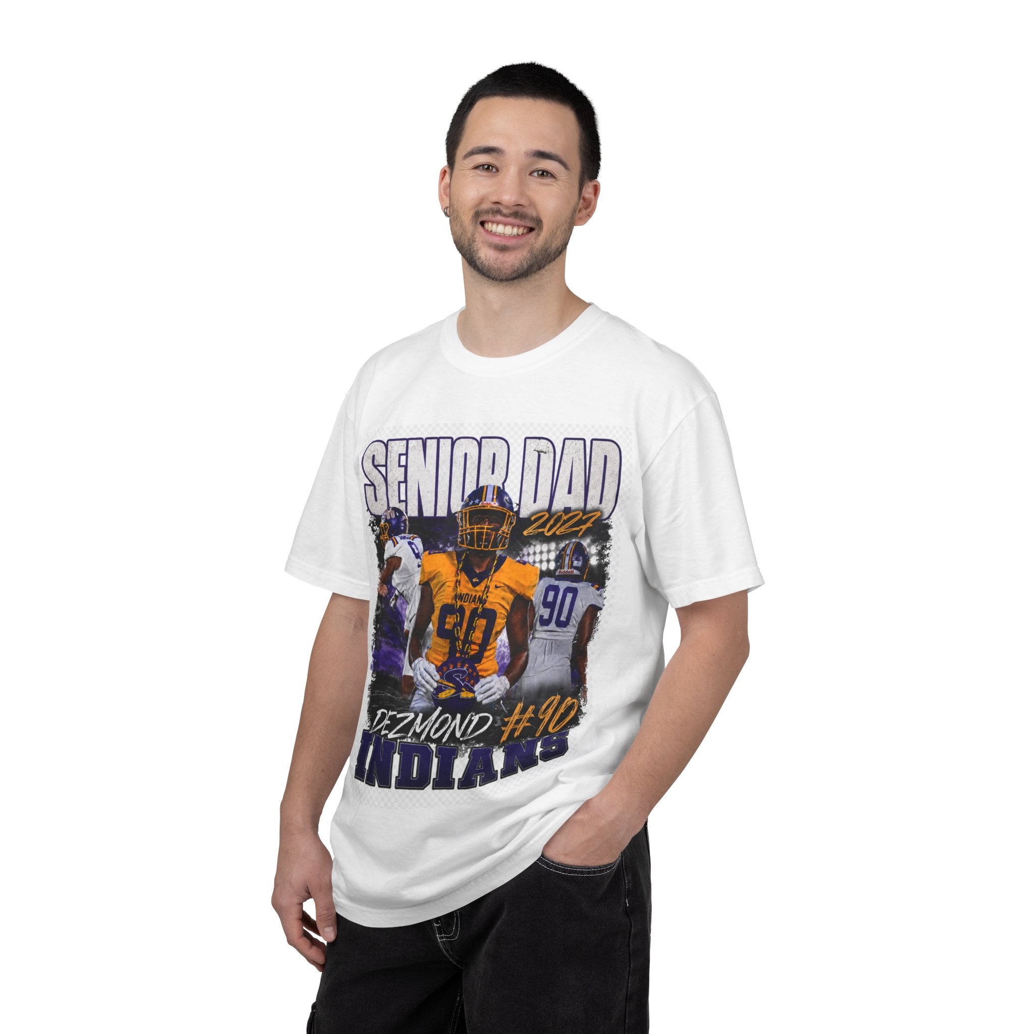 Senior Dad Football T‑Shirt — "Dezmond #90" Indians Team Parent Tee