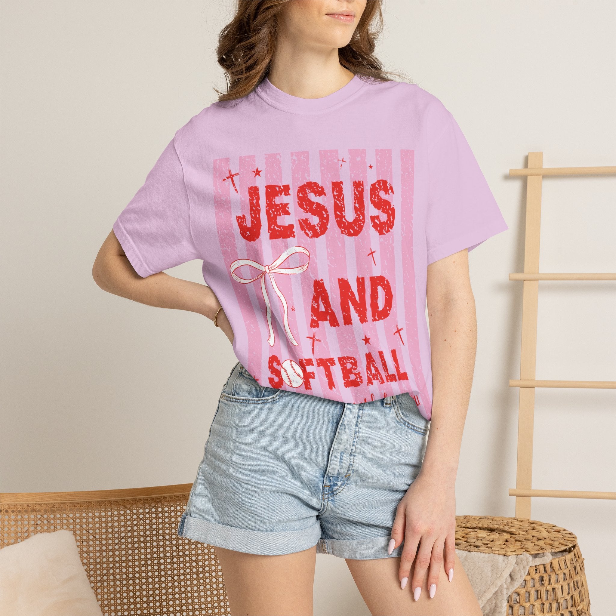 Jesus and Softball Graphic T-shirt
