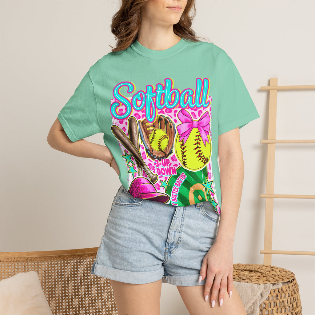 Neon Softball Design Graphic T-Shirt