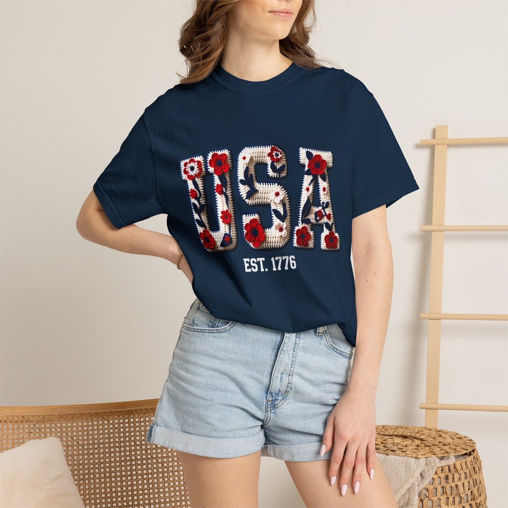 USA Floral Graphic T-Shirt