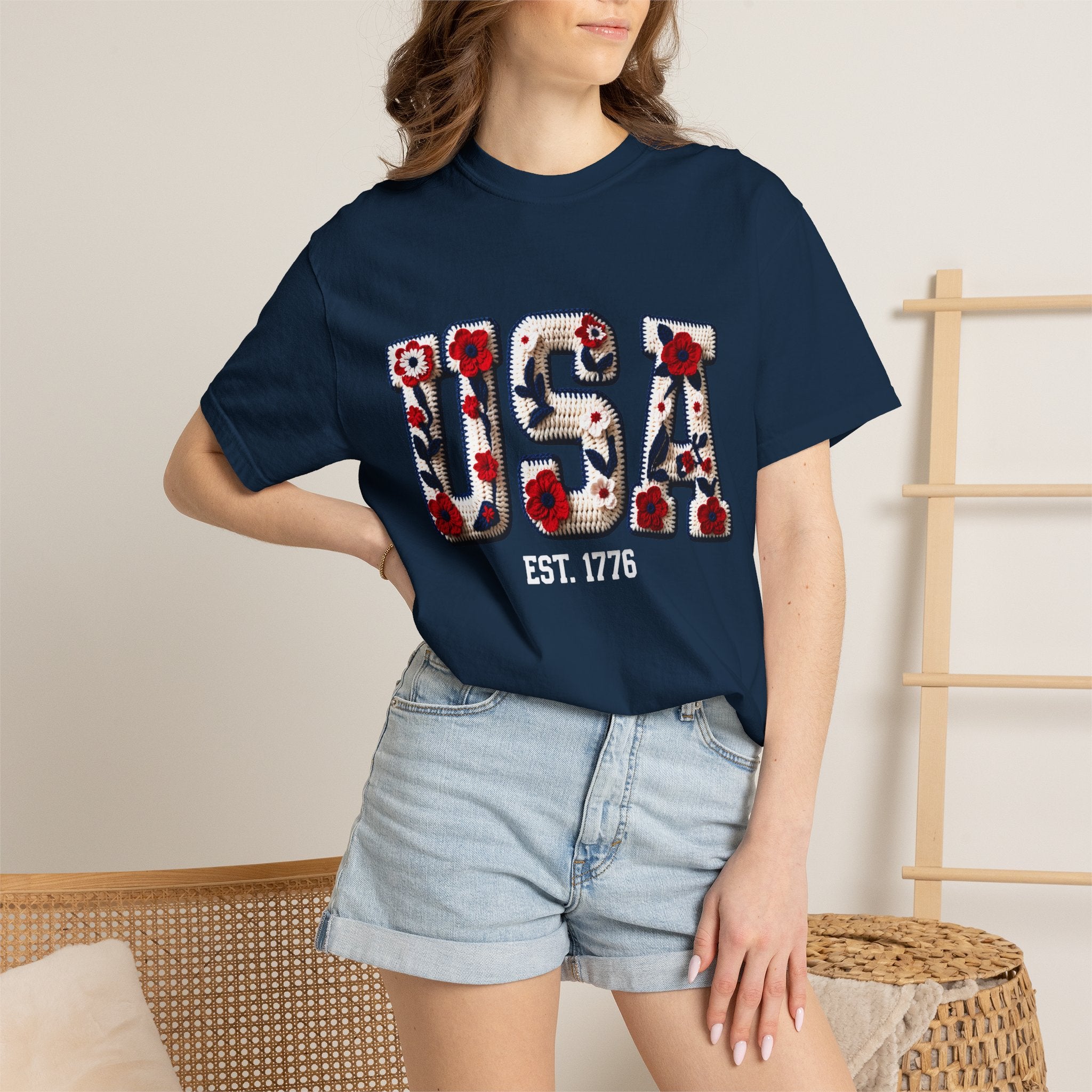 USA Floral Graphic T-Shirt