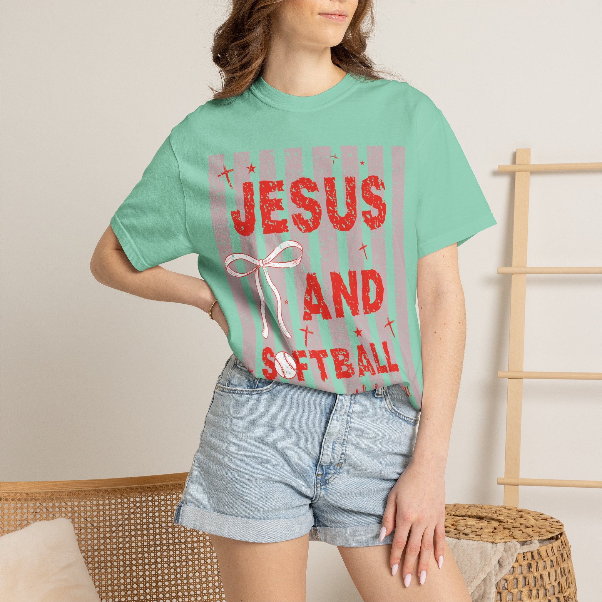 Jesus and Softball Graphic T-shirt