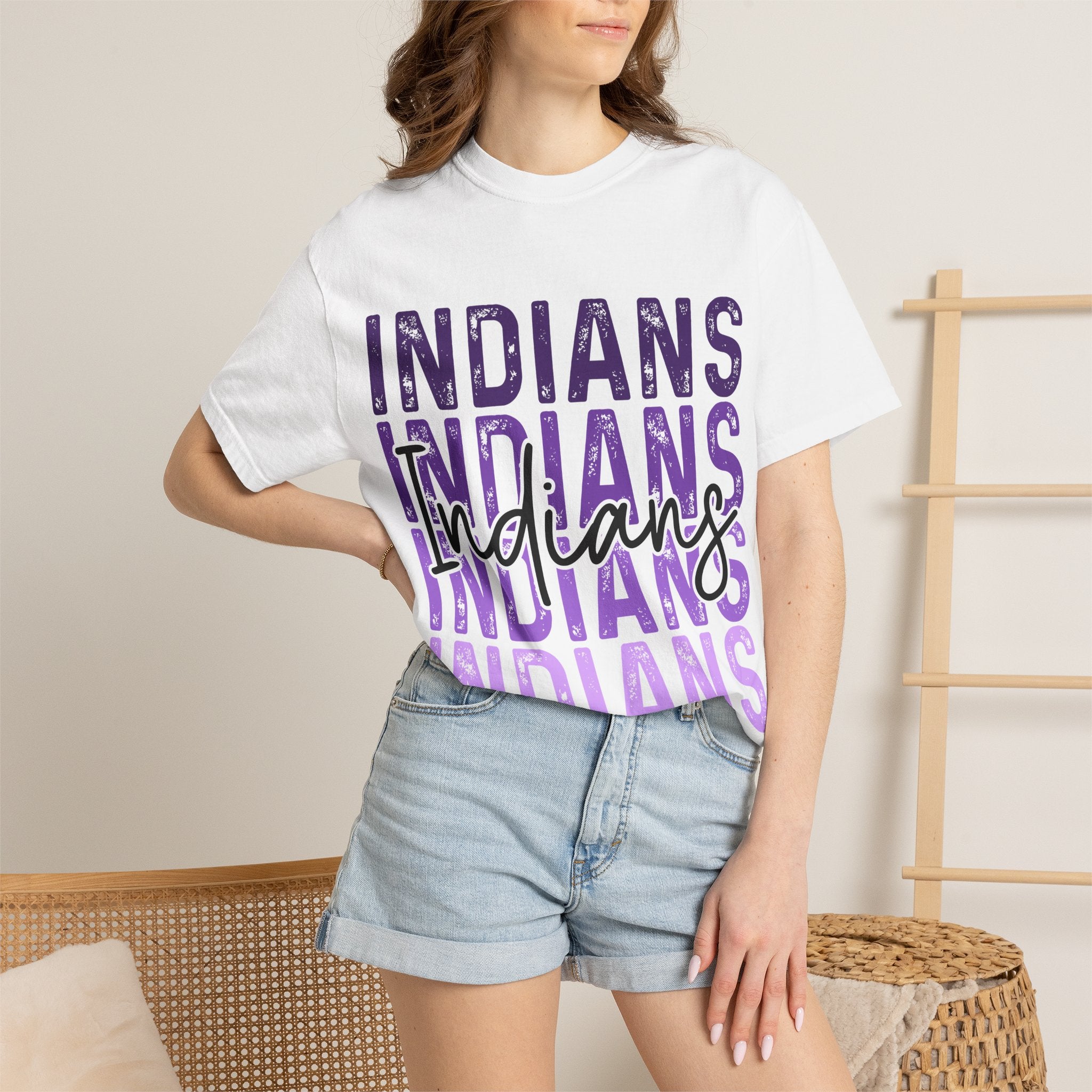 Indians Purple Repeat Graphic T-Shirt