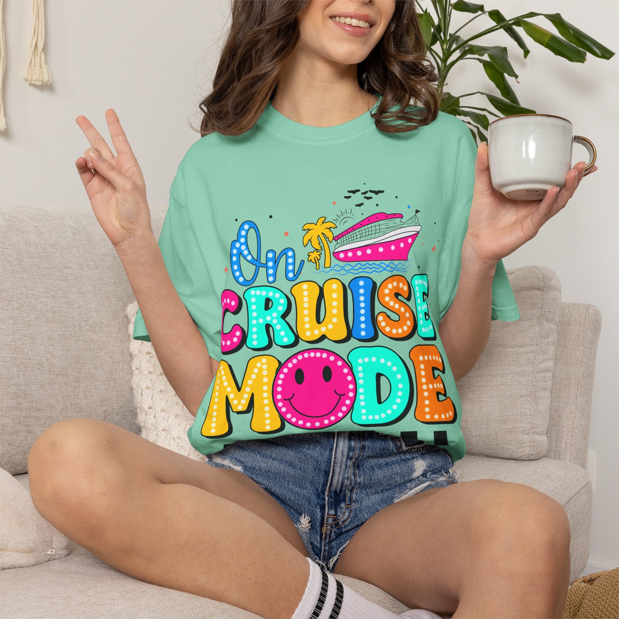 On Cruise Mode T‑Shirt — Colorful Vacation Cruise Shirt