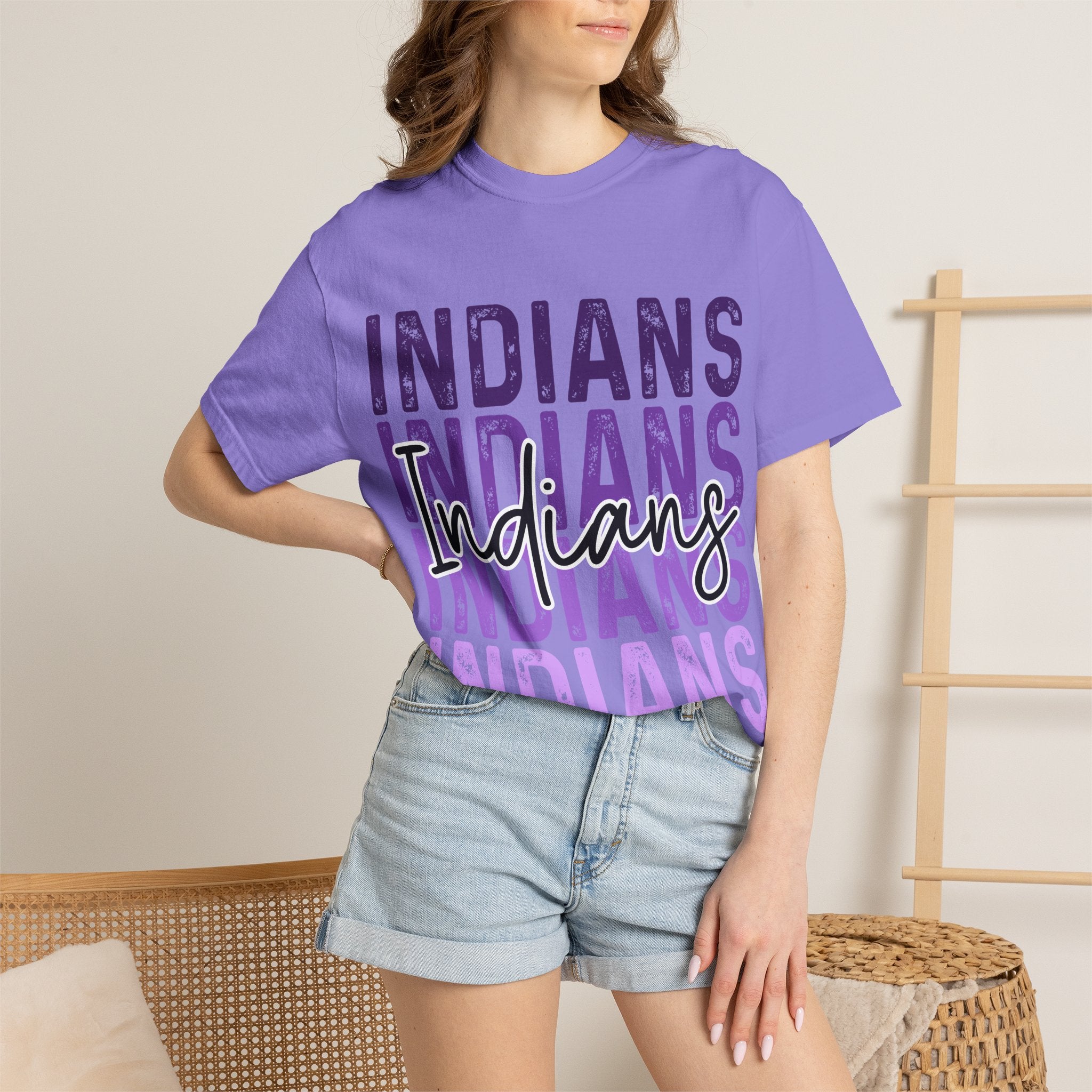 Indians Purple Repeat Graphic T-Shirt