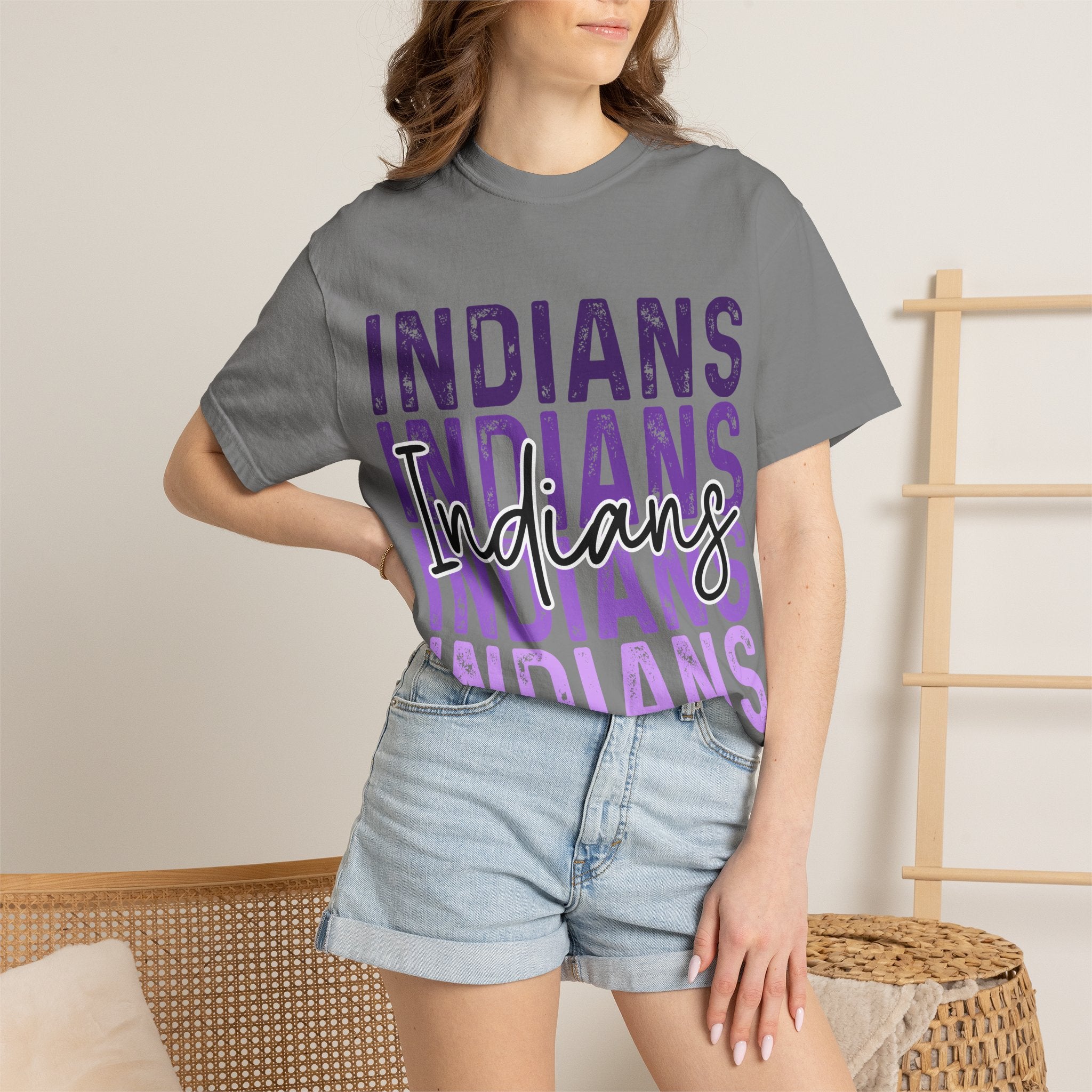Indians Purple Repeat Graphic T-Shirt