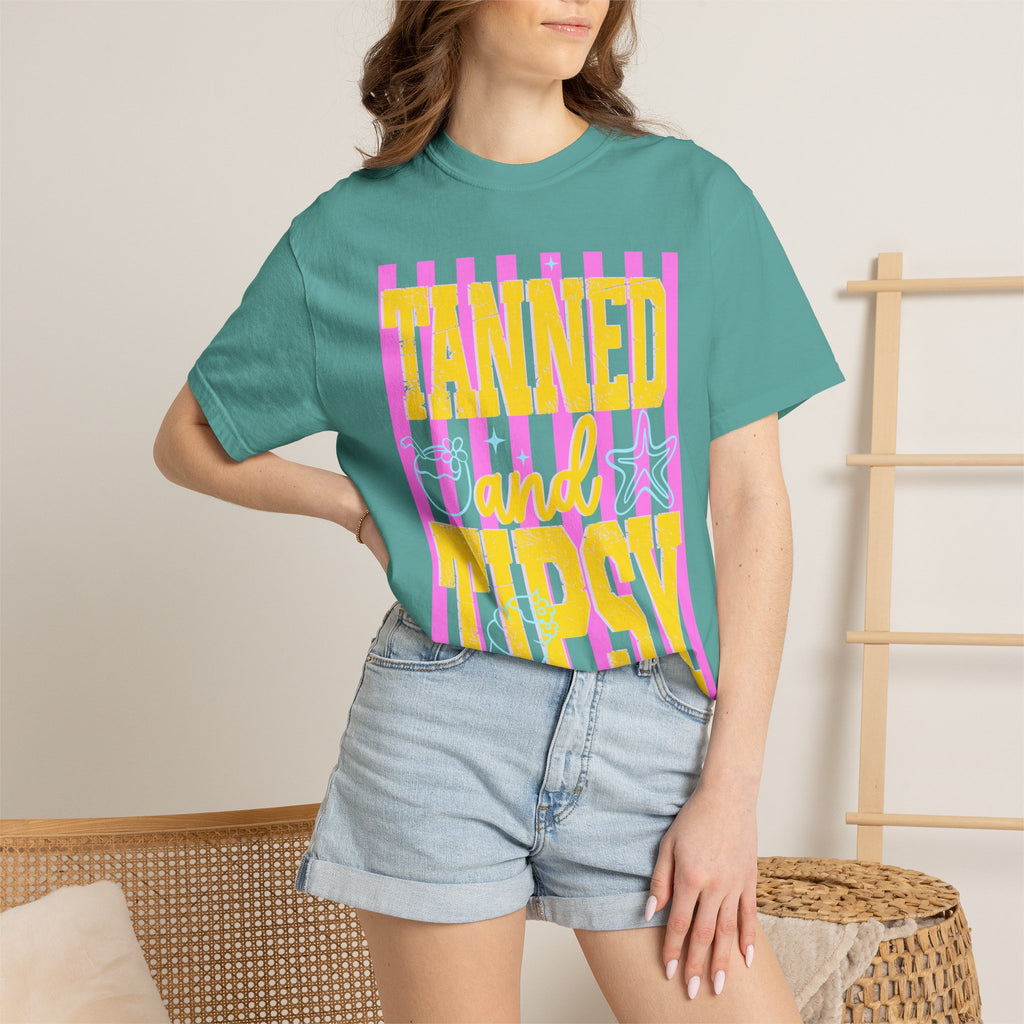 Tanned and Tipsy Retro Beach Graphic Tee