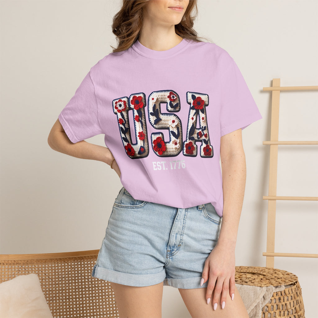 USA Floral Graphic T-Shirt