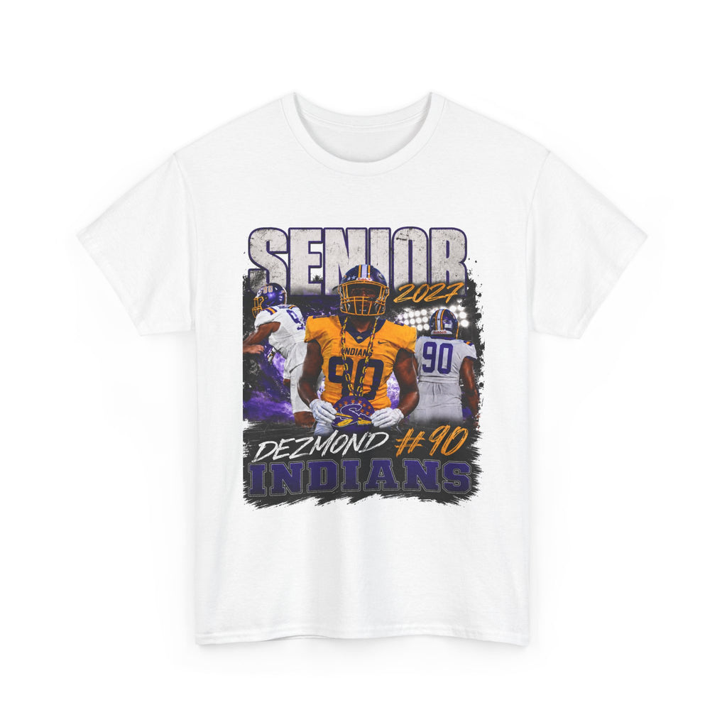 Senior Football Player Custom Tee – "Dezmond #90" High School Indians
