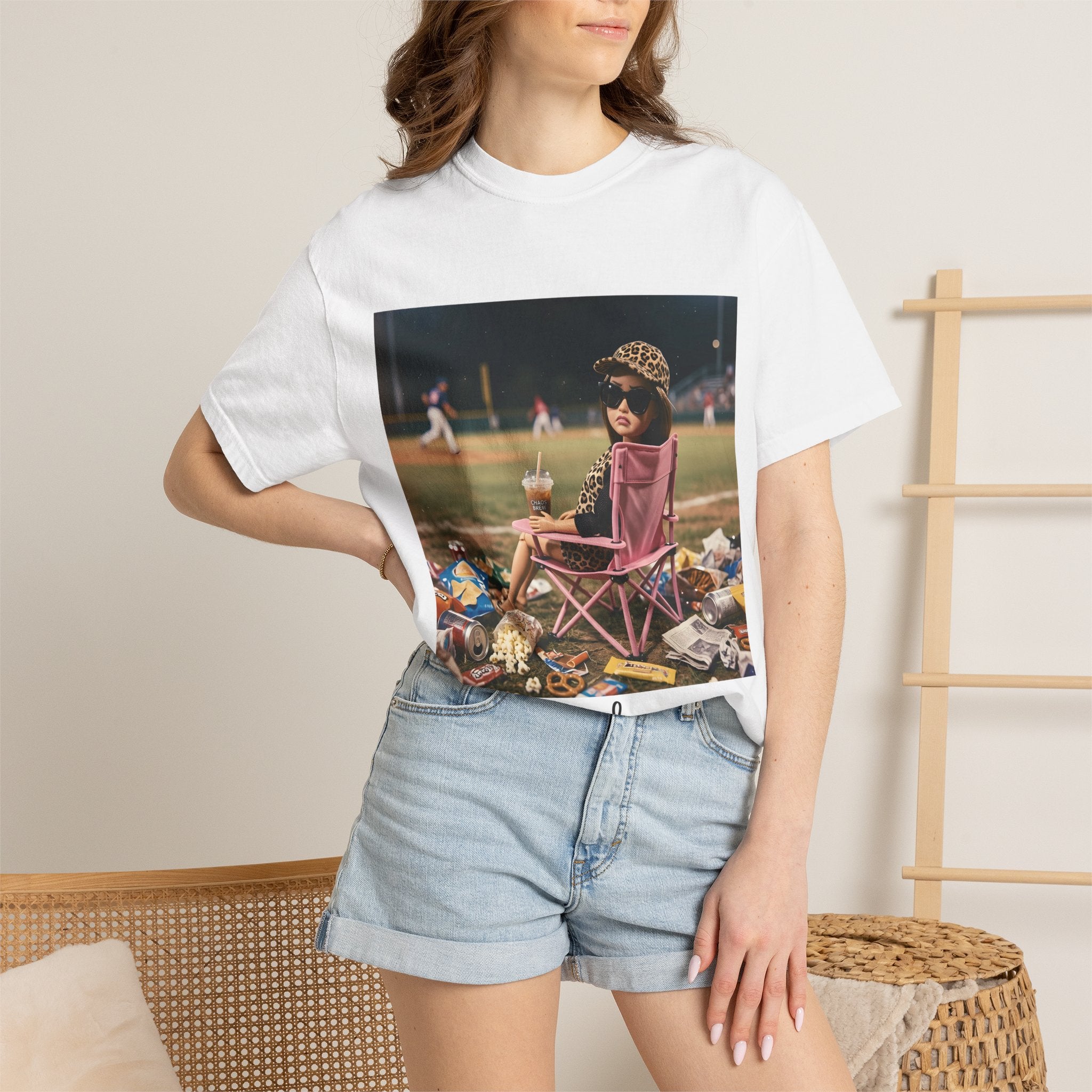 I Live Here Now at Baseball Field Graphic T-shirt