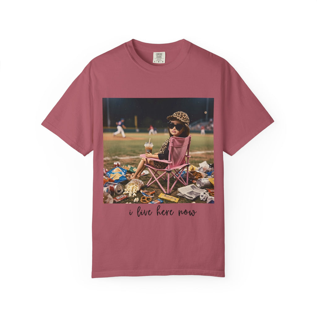I Live Here Now at Baseball Field Graphic T-shirt