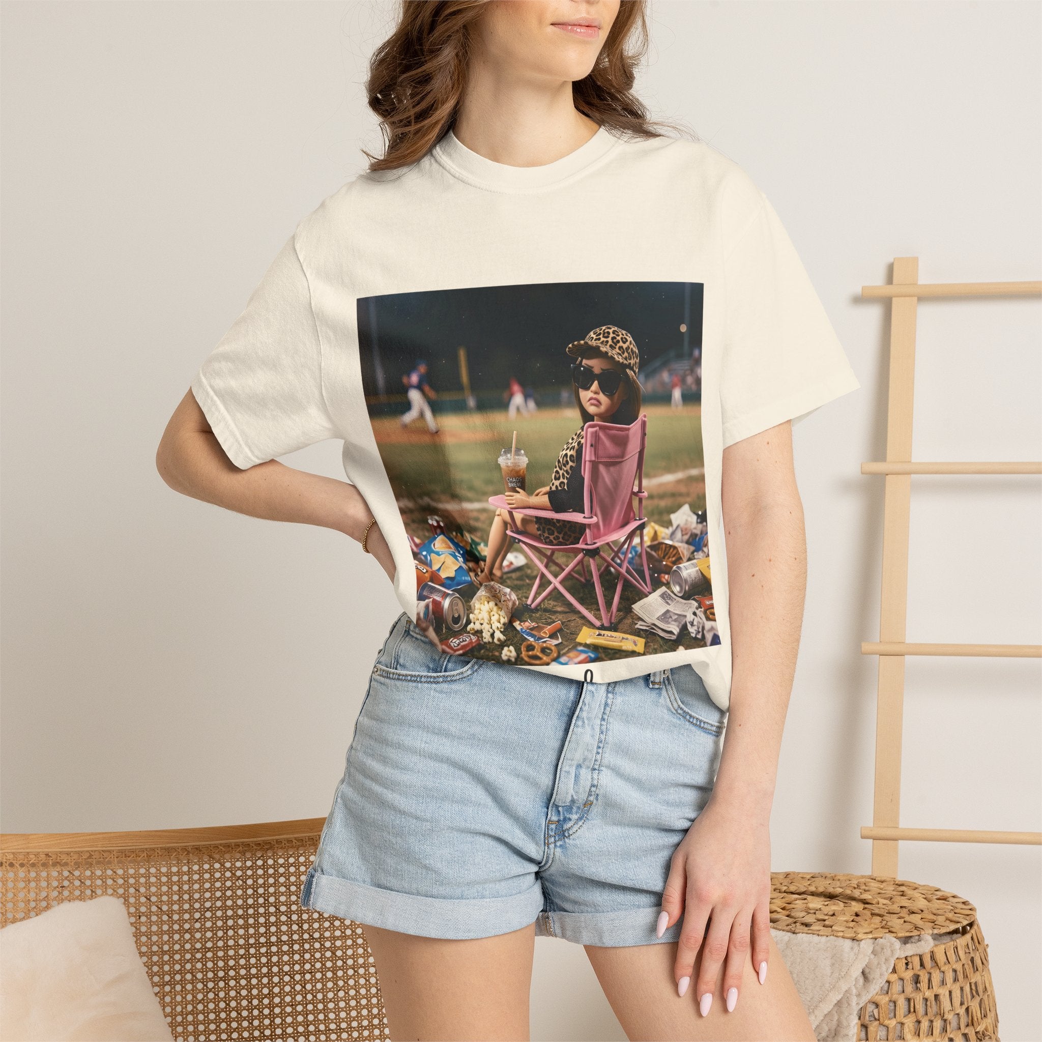 I Live Here Now at Baseball Field Graphic T-shirt