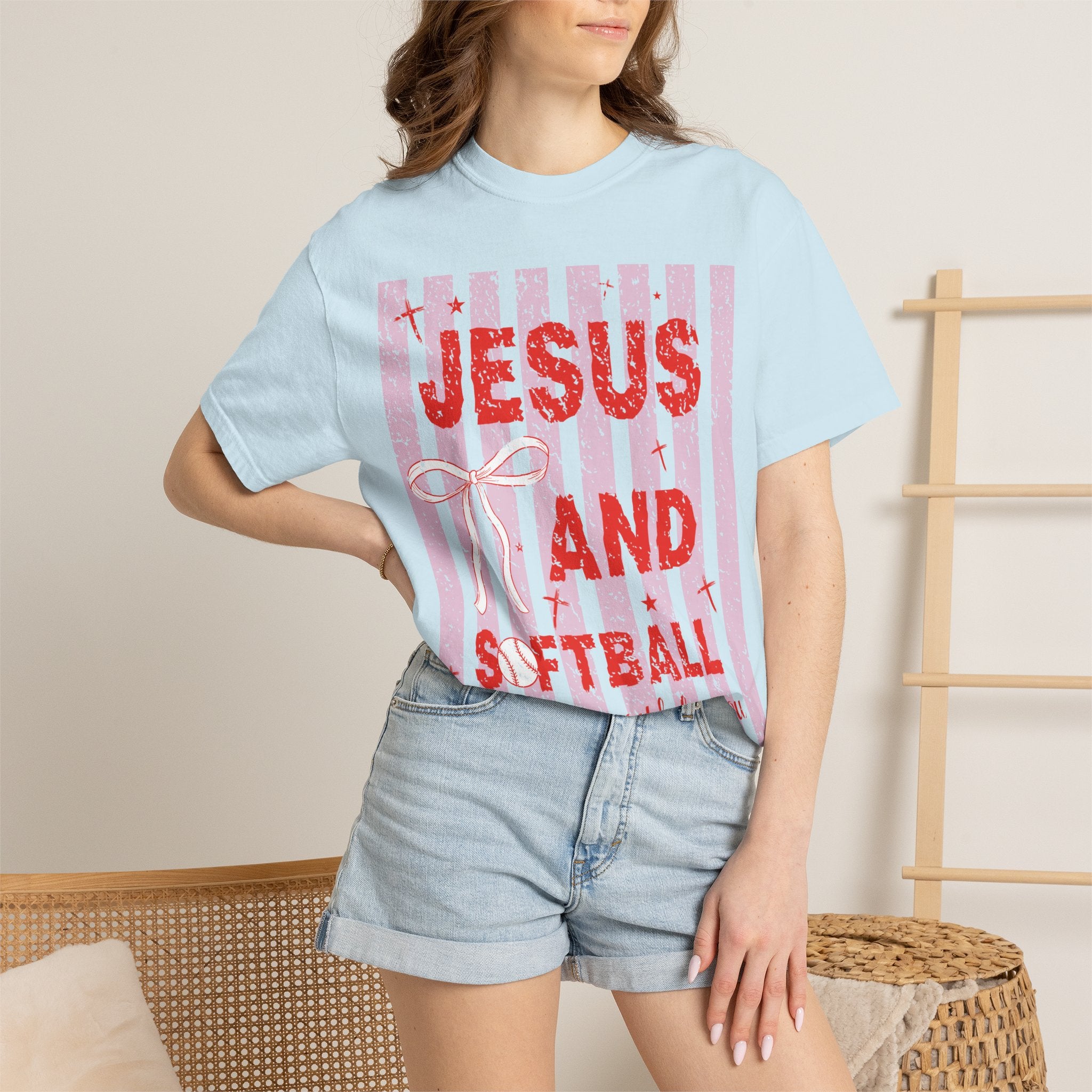 Jesus and Softball Graphic T-shirt