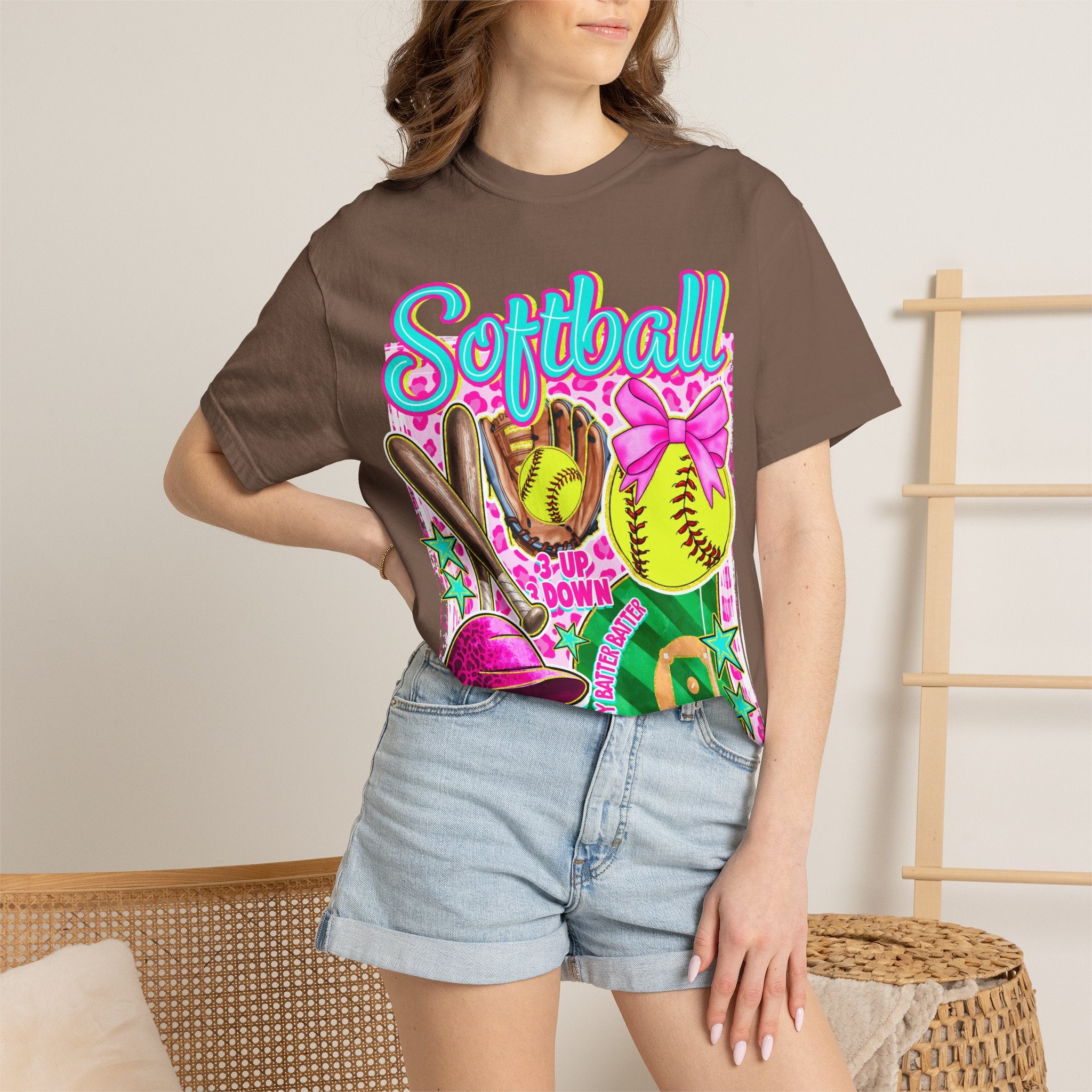 Neon Softball Design Graphic T-Shirt