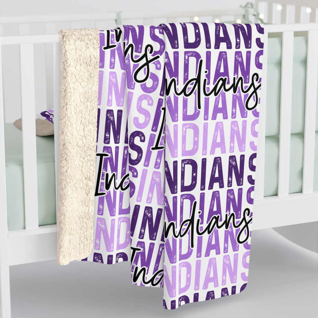 Indians Script Pattern Sherpa Fleece Blanket