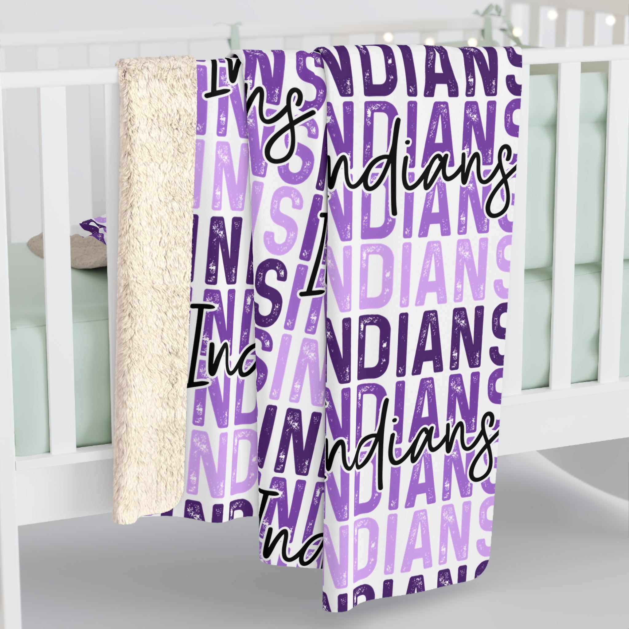 Indians Script Pattern Sherpa Fleece Blanket