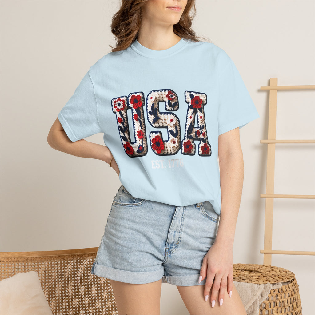 USA Floral Graphic T-Shirt